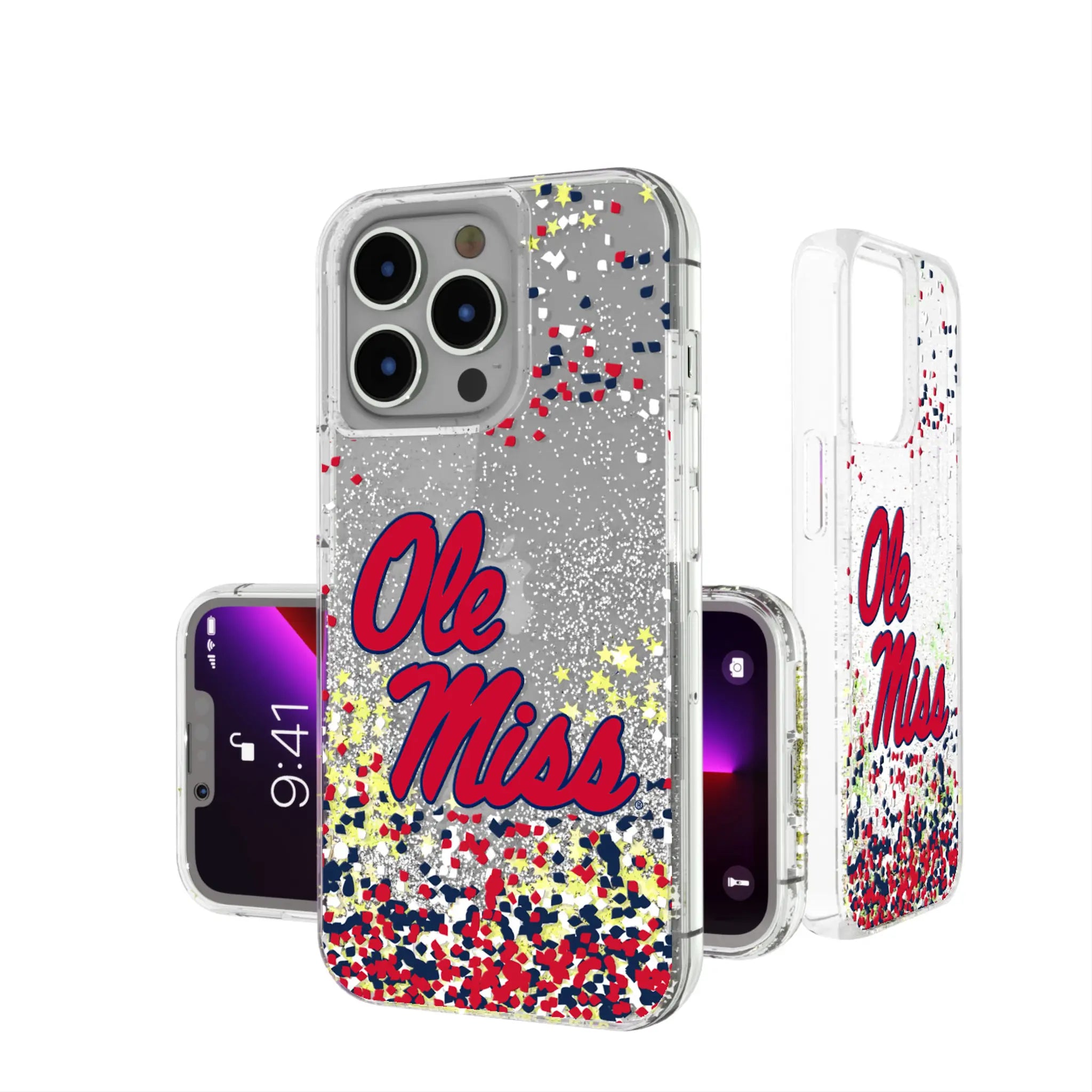 University of Mississippi Rebels Confetti iPhone Glitter Phone Case for Apple iPhone