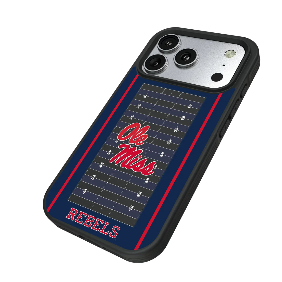 University of Mississippi Rebels Field iPhone Bump Phone Case for Apple iPhone - Isometric View#Device_iPhone 17 Pro