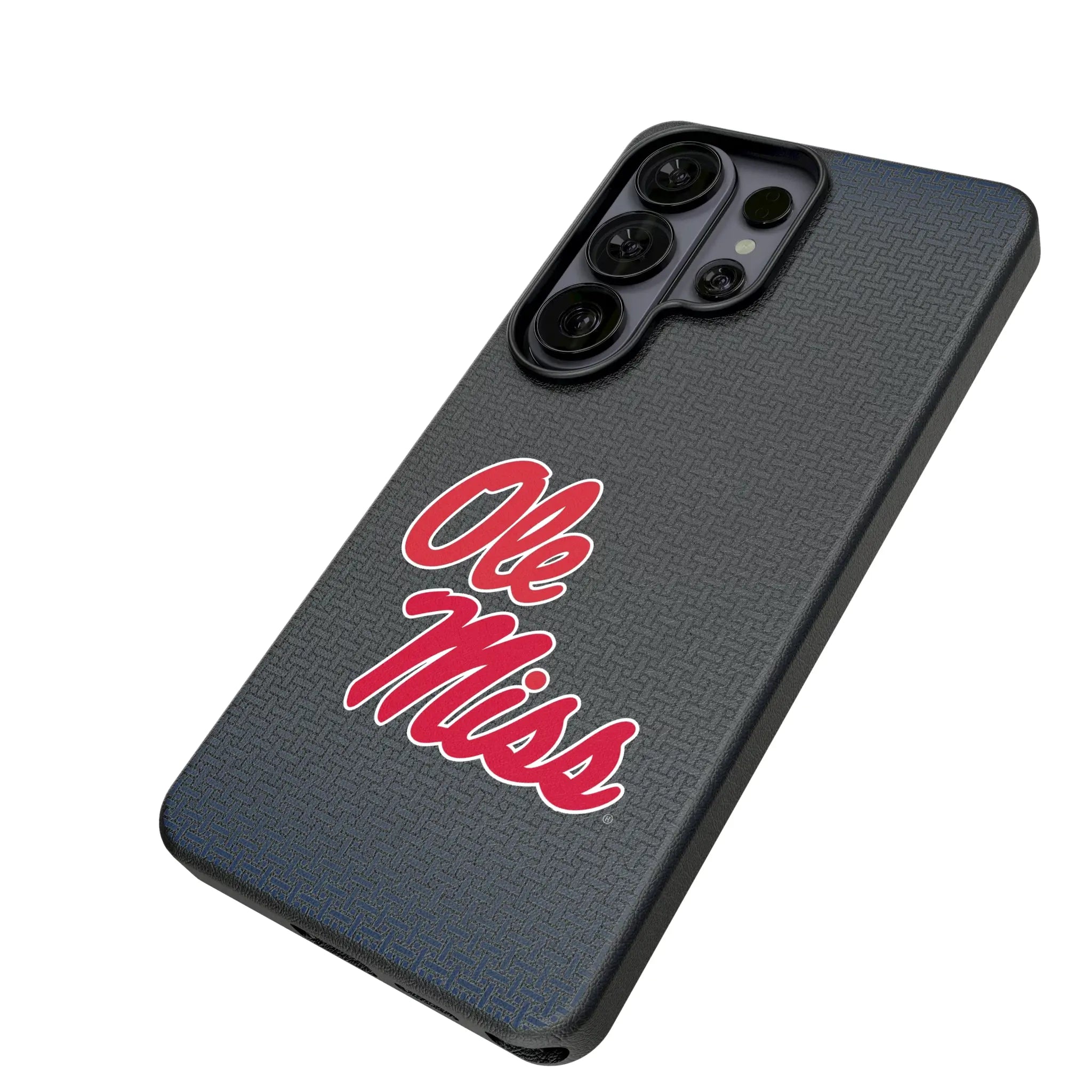 University of Mississippi Rebels Linen Galaxy MagSafe Compatible Phone Case for Samsung Galaxy - Isometric View#Device_Galaxy S26 Ultra