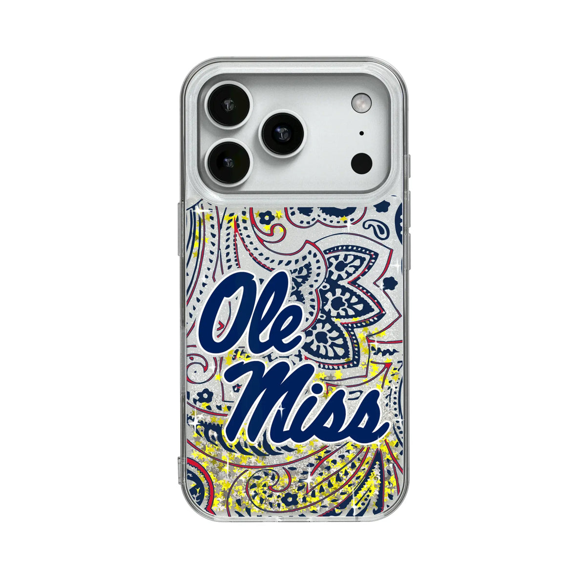 University of Mississippi Rebels Paisley Glitter Phone Case for Apple iPhone