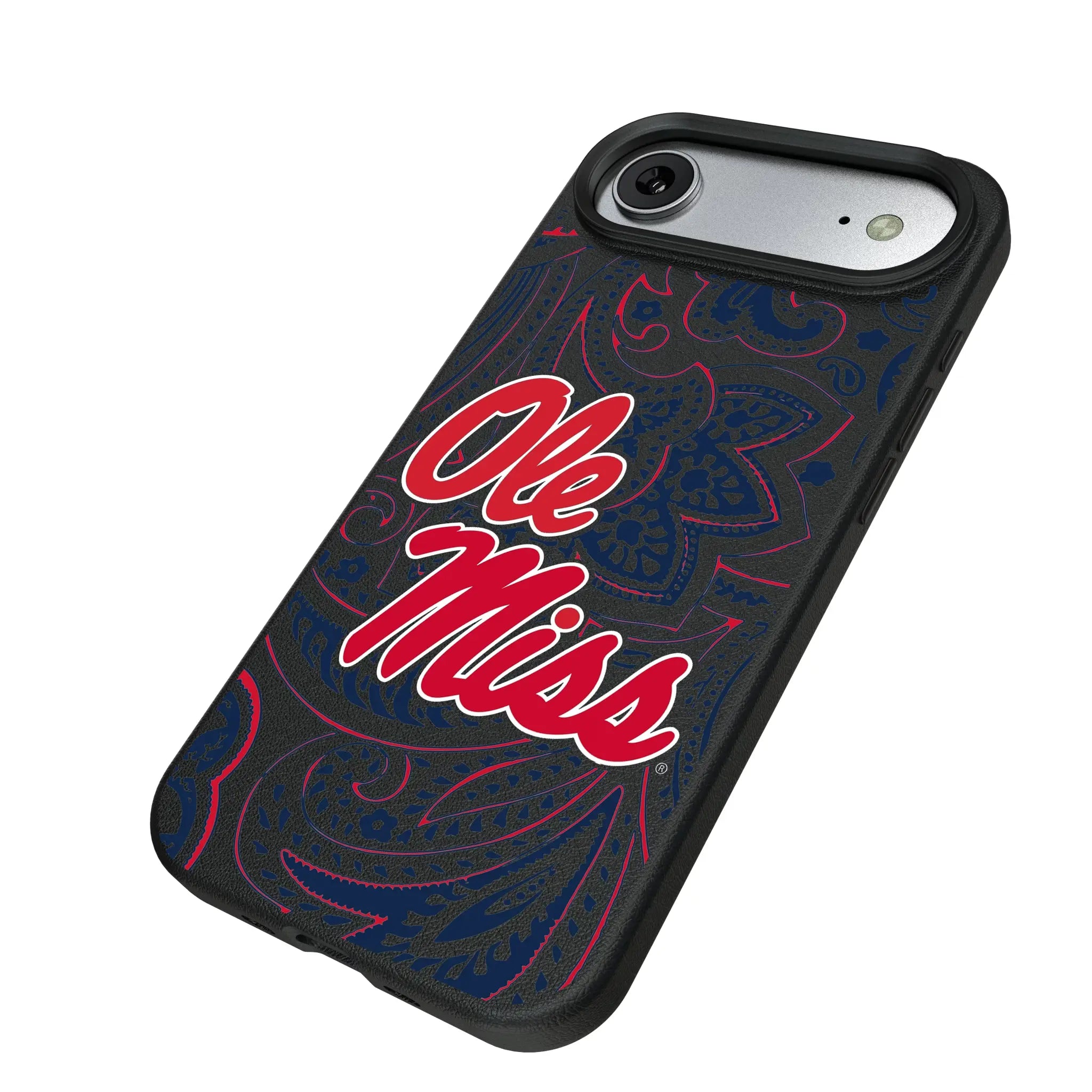 University of Mississippi Rebels Paisley iPhone MagSafe Compatible Phone Case for Apple iPhone - Isometric View#Device_iPhone Air
