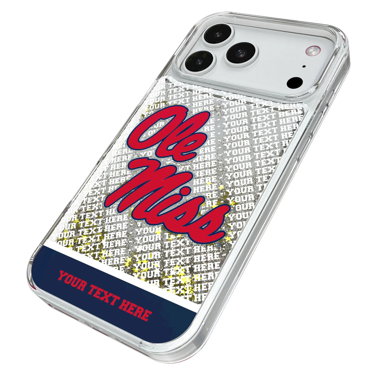 University of Mississippi Rebels Personalized EndZone Plus iPhone Glitter Phone Case for Apple iPhone - Isometric View#Device_iPhone 18 Pro Max