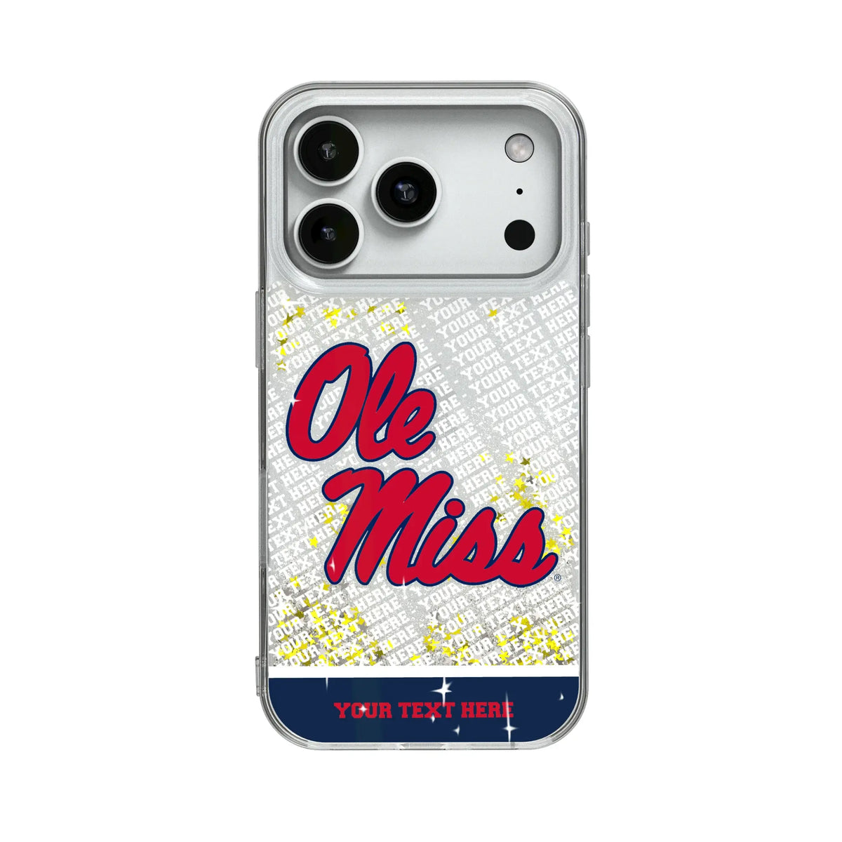 University of Mississippi Rebels Personalized EndZone Plus Glitter Phone Case for Apple iPhone