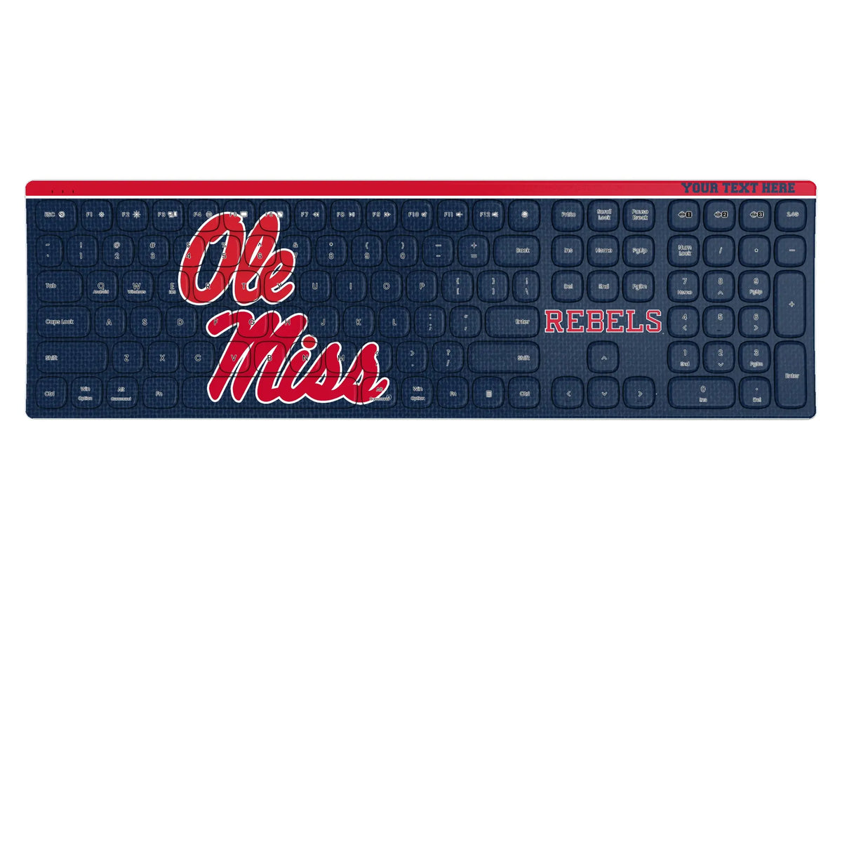 University of Mississippi Rebels Personalized Endzone Solid KKB605 Curved Wireless Keyboard