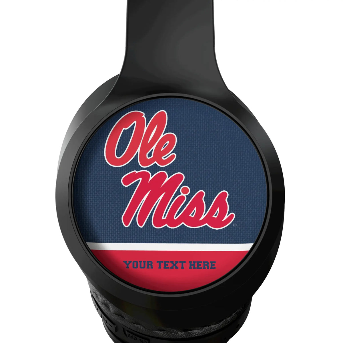 University of Mississippi Rebels Personalized Endzone Solid Wireless Over-Ear Headphones With Case - Detail