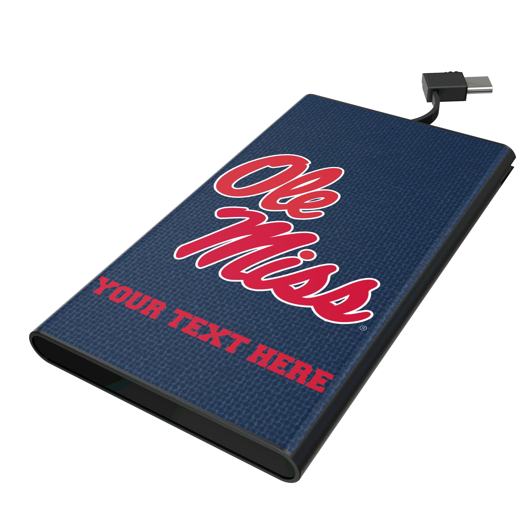 University of Mississippi Rebels Personalized Solid 5000mAh Flat Powerbank