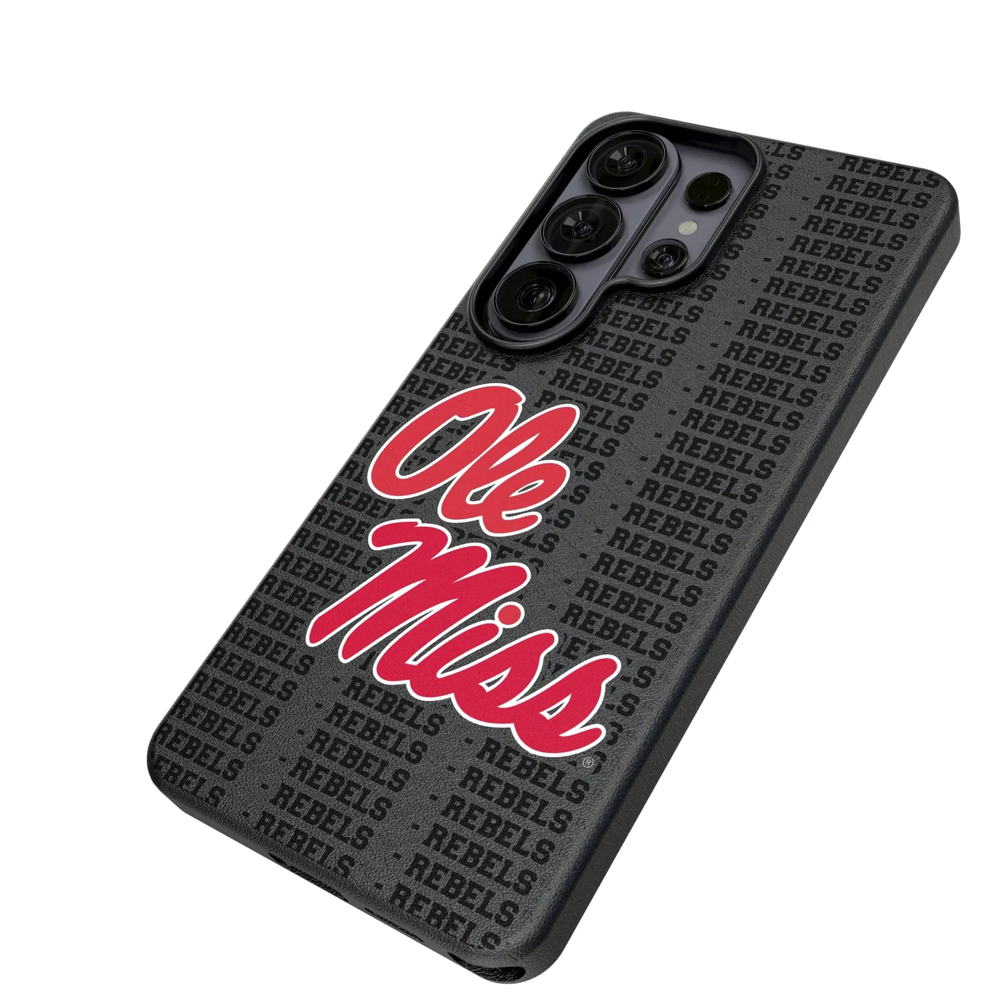 University of Mississippi Rebels Text Backdrop Galaxy MagSafe Compatible Phone Case for Samsung Galaxy - Isometric View#Device_Galaxy S26 Ultra