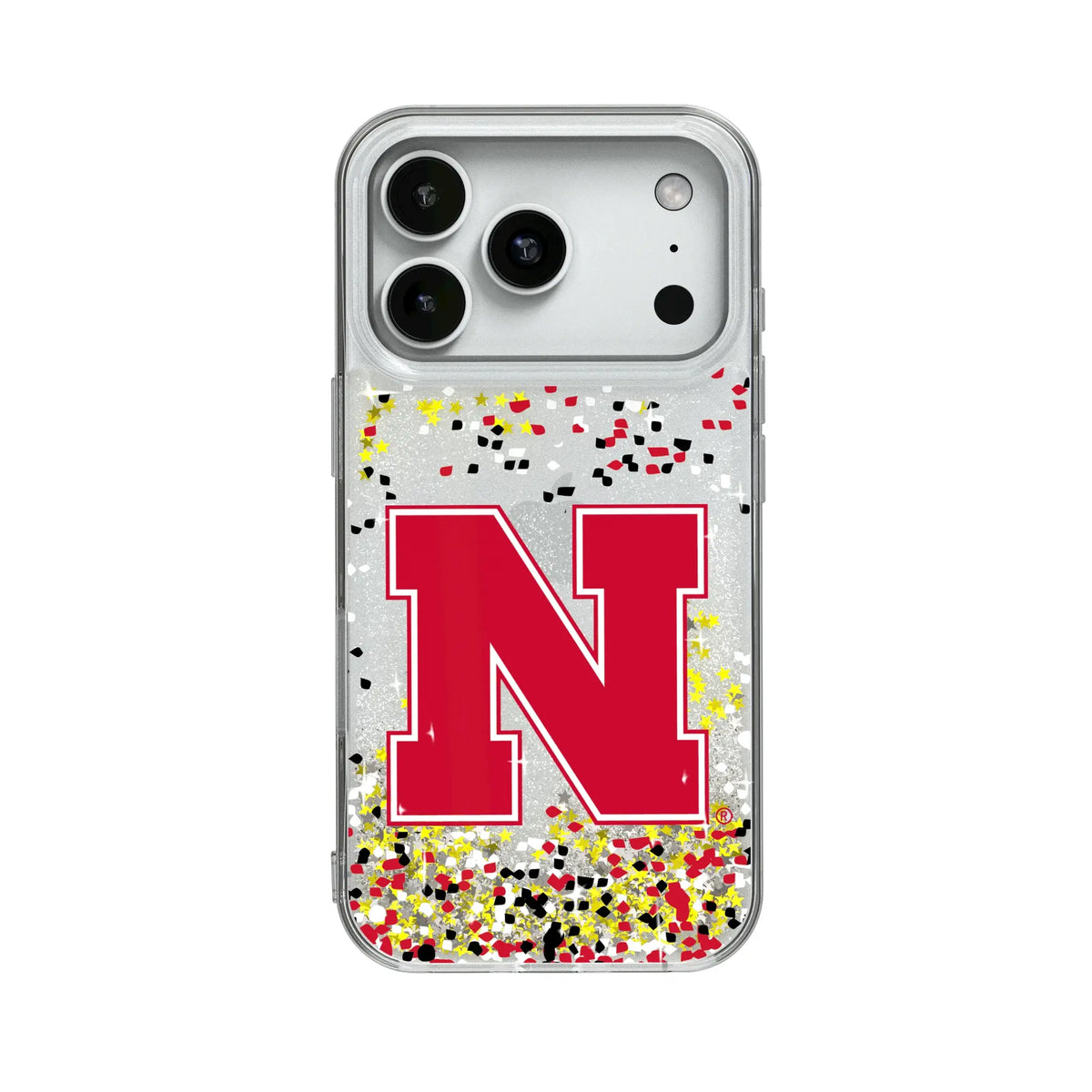 University of Nebraska Huskers Block N Confetti Glitter Phone Case for Apple iPhone