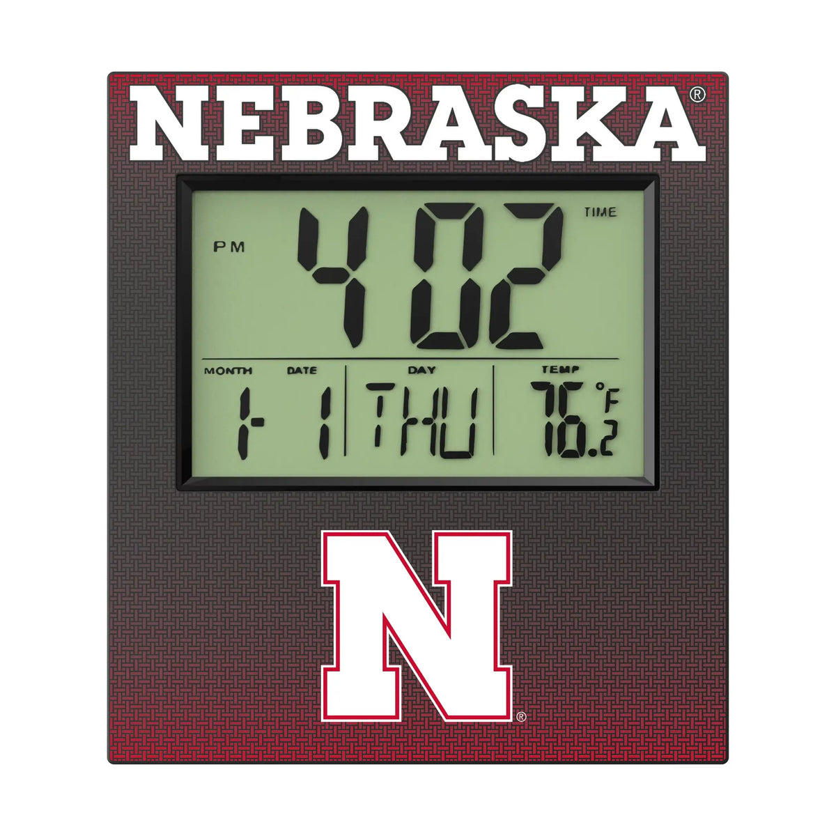 University of Nebraska Huskers Block N Linen Wall Clock