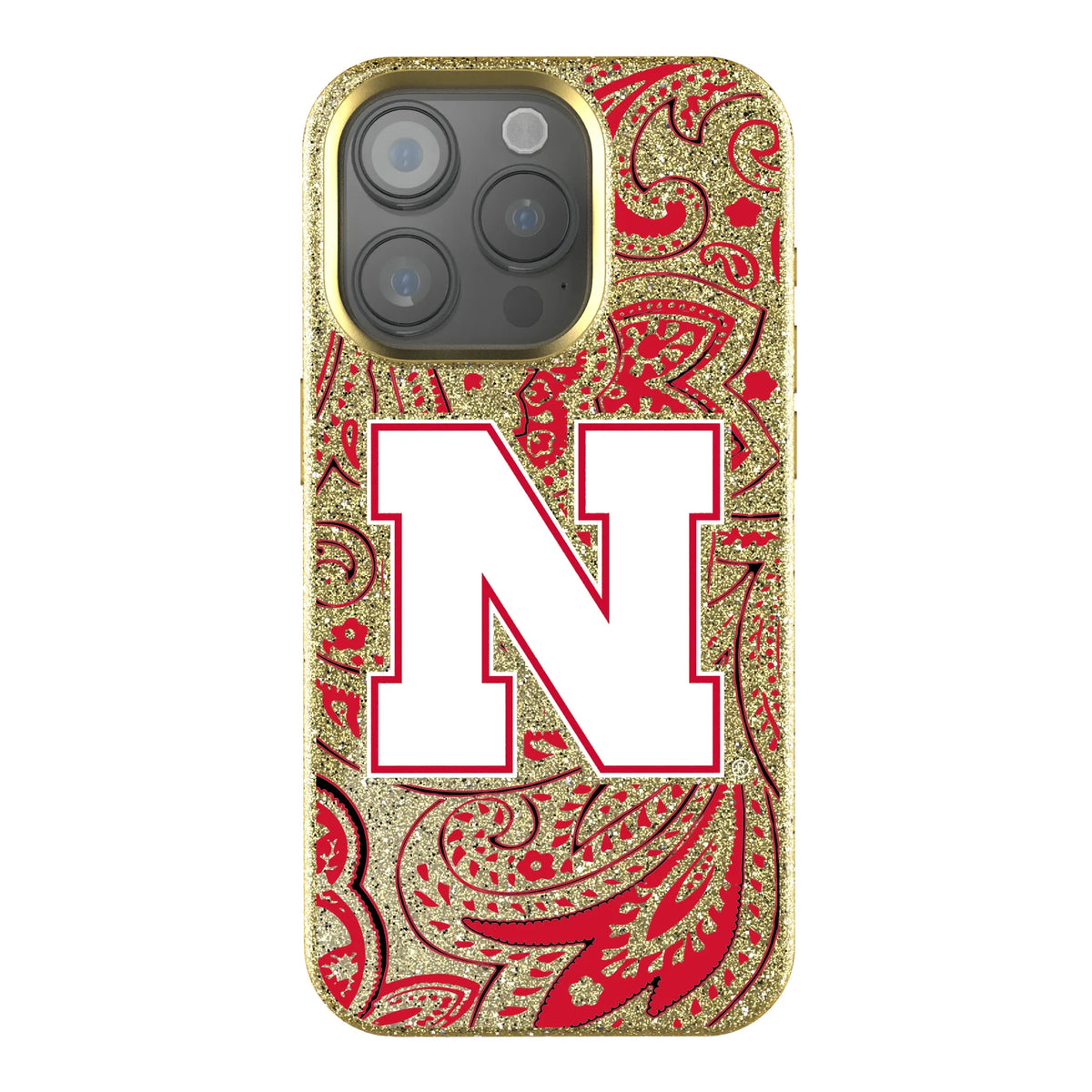 University of Nebraska Huskers Block N Paisley iPhone Bling Phone Case for Apple iPhone