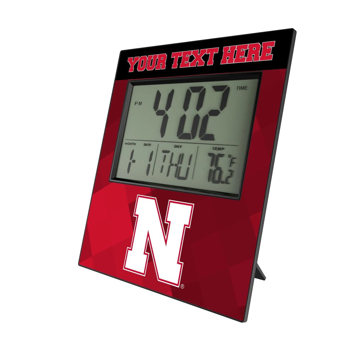 University of Nebraska Huskers Block N Personalized Color Block Wall Clock