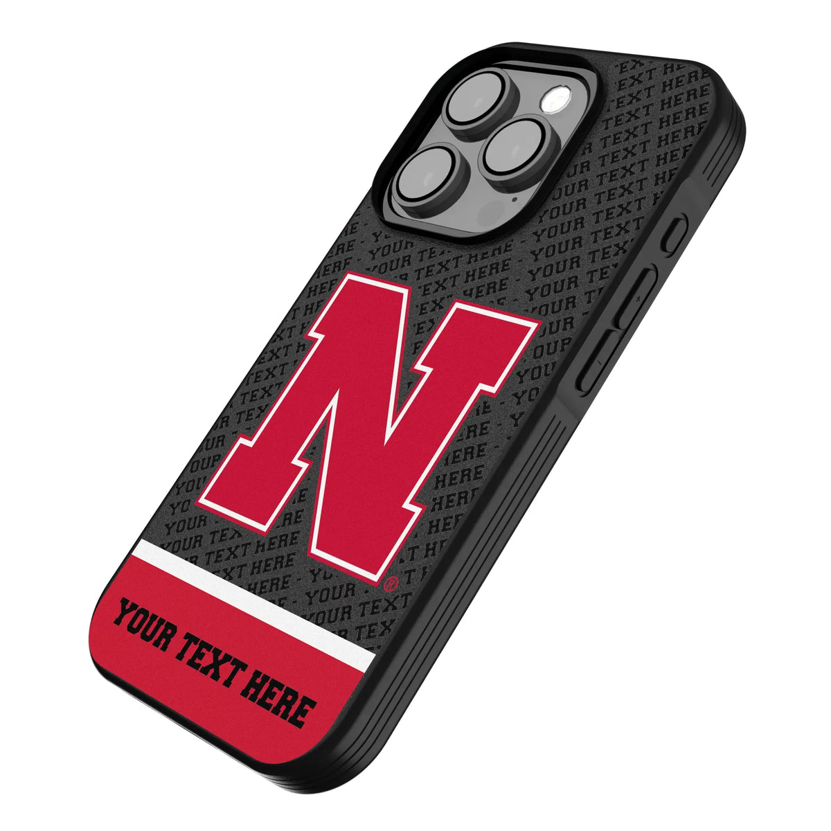 University of Nebraska Huskers Block N Personalized EndZone Plus iPhone Bump Phone Case for Apple iPhone - Isometric View