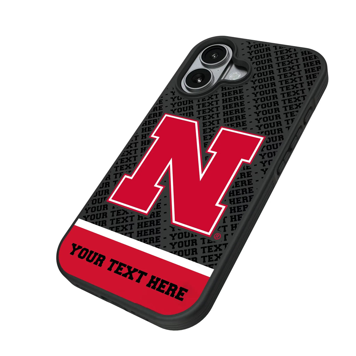 University of Nebraska Huskers Block N Personalized EndZone Plus iPhone Bump Phone Case for Apple iPhone - Isometric View#Device_iPhone 17