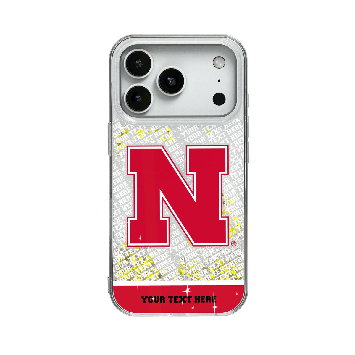 University of Nebraska Huskers Block N Personalized EndZone Plus Glitter Phone Case for Apple iPhone