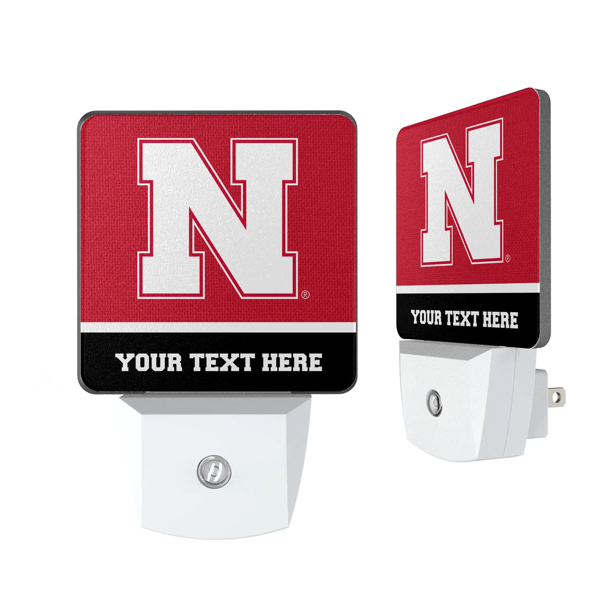 University of Nebraska Huskers Block N Personalized Endzone Solid Night Light 2-Pack