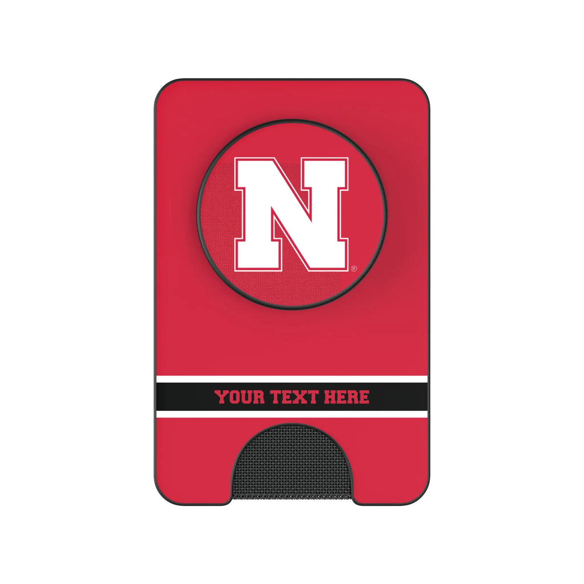 University of Nebraska Huskers Block N Personalized Endzone Solid Popsockets Wallet Magnetic