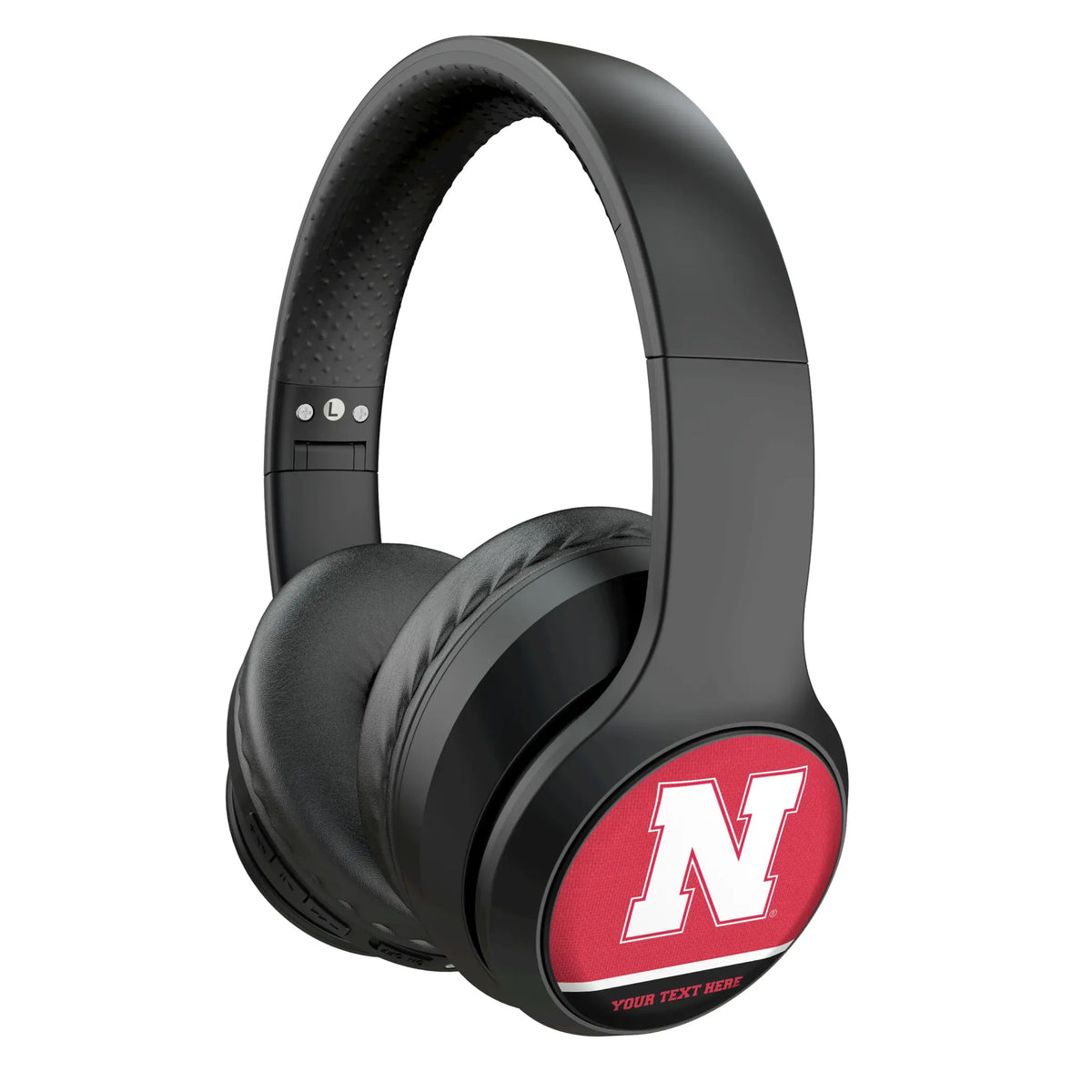 University of Nebraska Huskers Block N Personalized Endzone Solid Wireless Over-Ear Headphones With Case