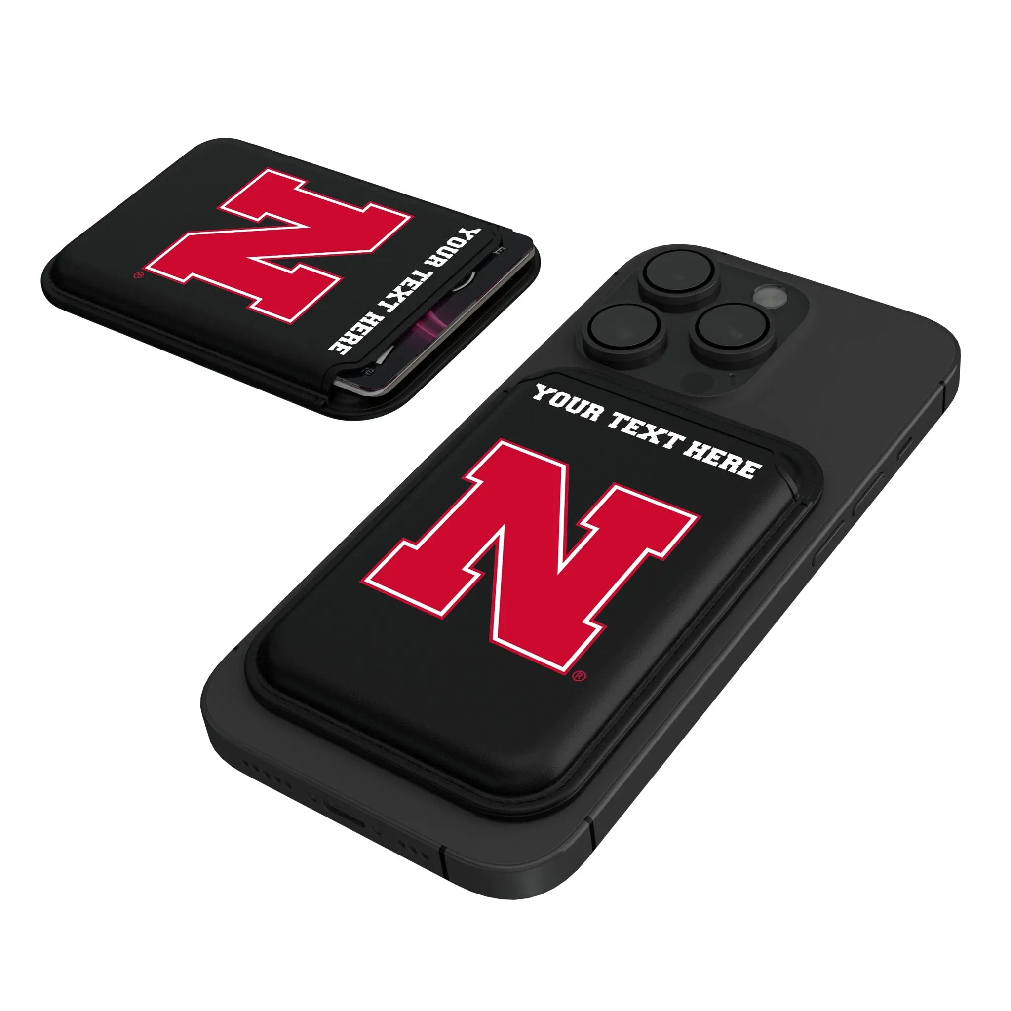 University of Nebraska Huskers Block N Personalized Insignia Black Magnetic Credit Card Wallet