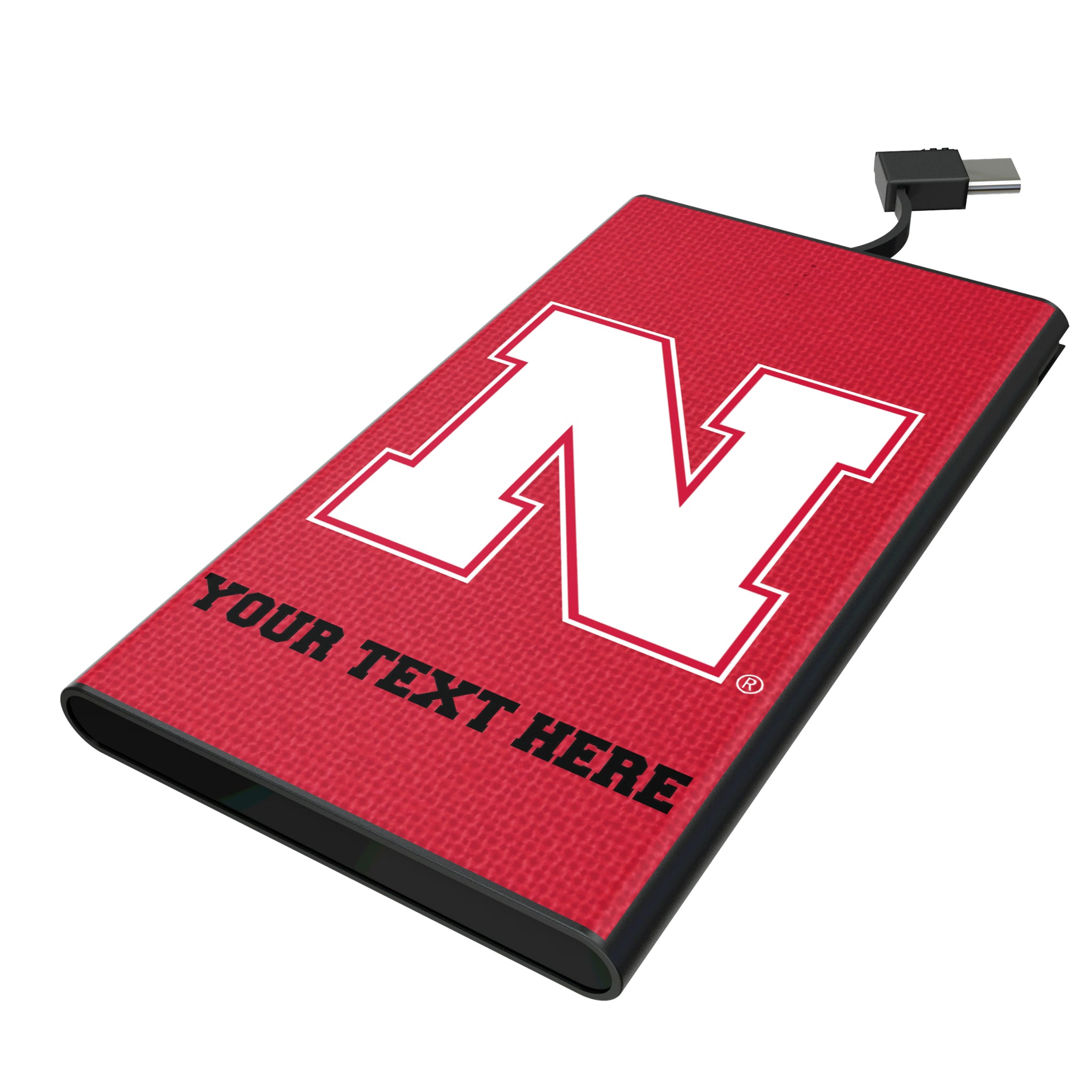 University of Nebraska Huskers Block N Personalized Solid 5000mAh Flat Powerbank