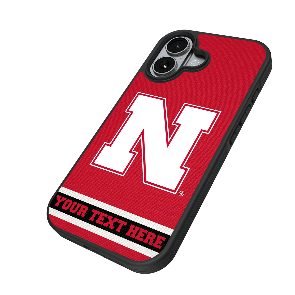 University of Nebraska Huskers Block N Personalized Stripe iPhone Bump Phone Case for Apple iPhone - Isometric View#Device_iPhone 17