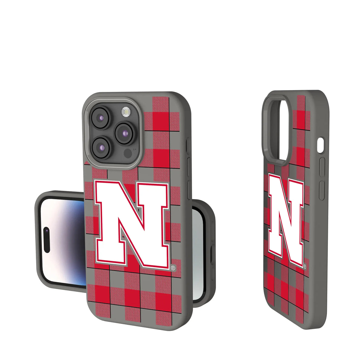 University of Nebraska Huskers Block N Plaid iPhone Soft Touch Phone Case for Apple iPhone
