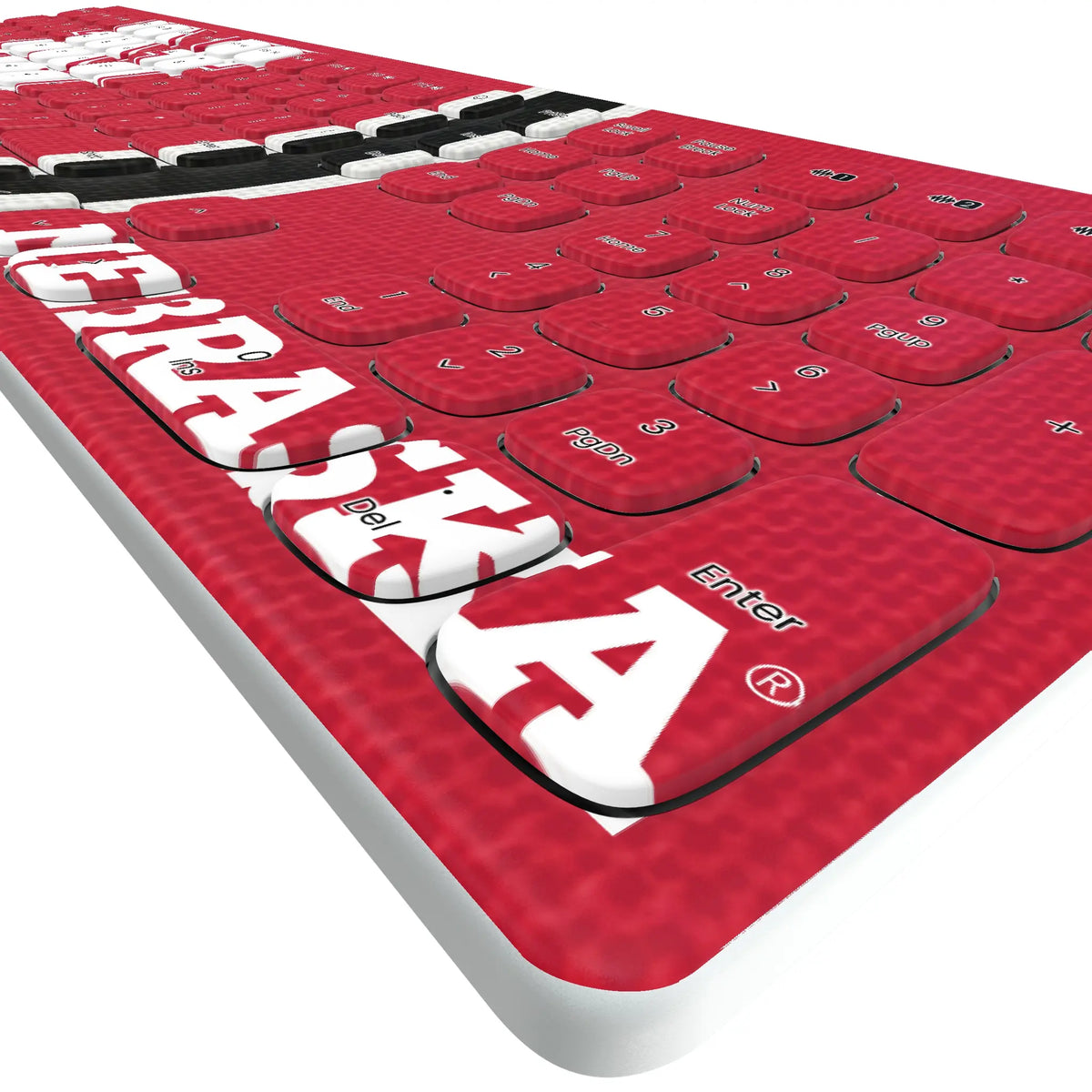 University of Nebraska Huskers Block N Stripe KKB605 Curved Wireless Keyboard - Detail