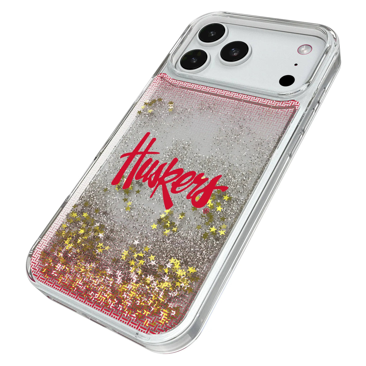 University of Nebraska Huskers Linen iPhone Glitter Phone Case for Apple iPhone - Isometric View#Device_iPhone 18 Pro Max