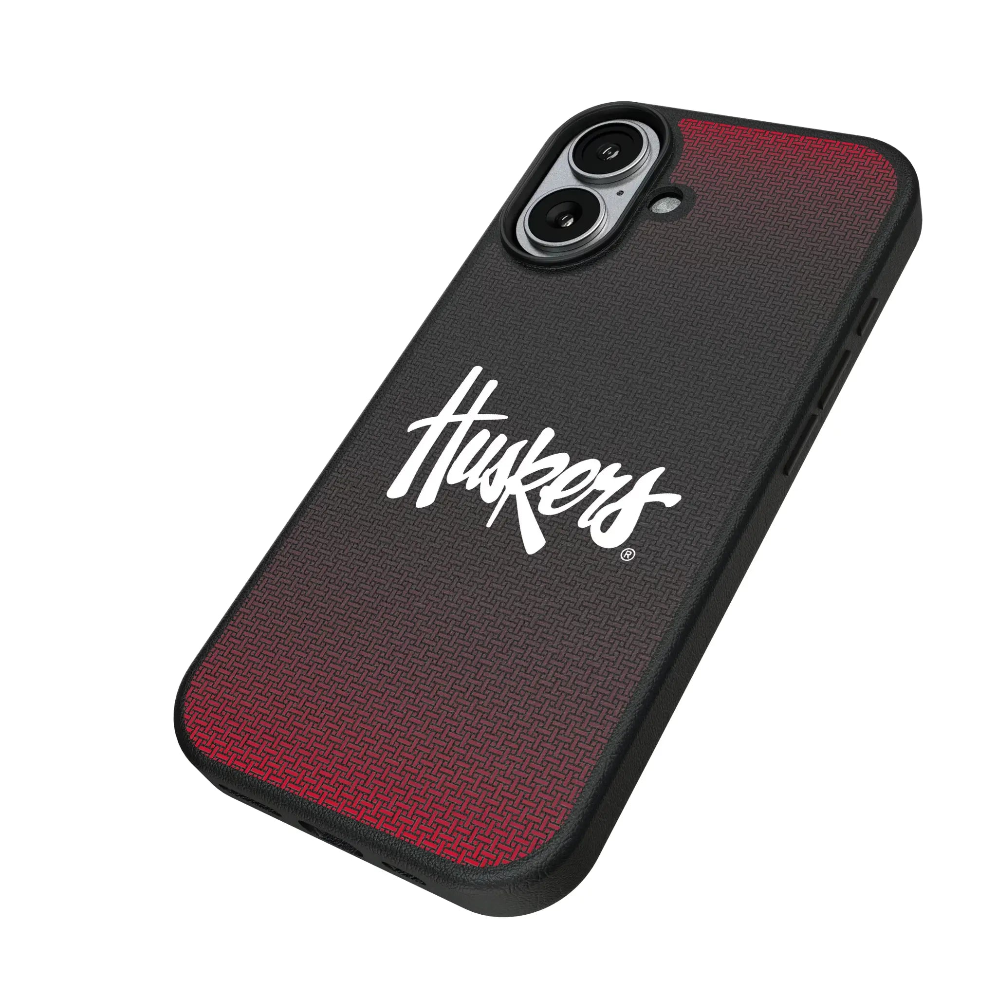 University of Nebraska Huskers Linen iPhone MagSafe Compatible Phone Case for Apple iPhone - Isometric View#Device_iPhone 17