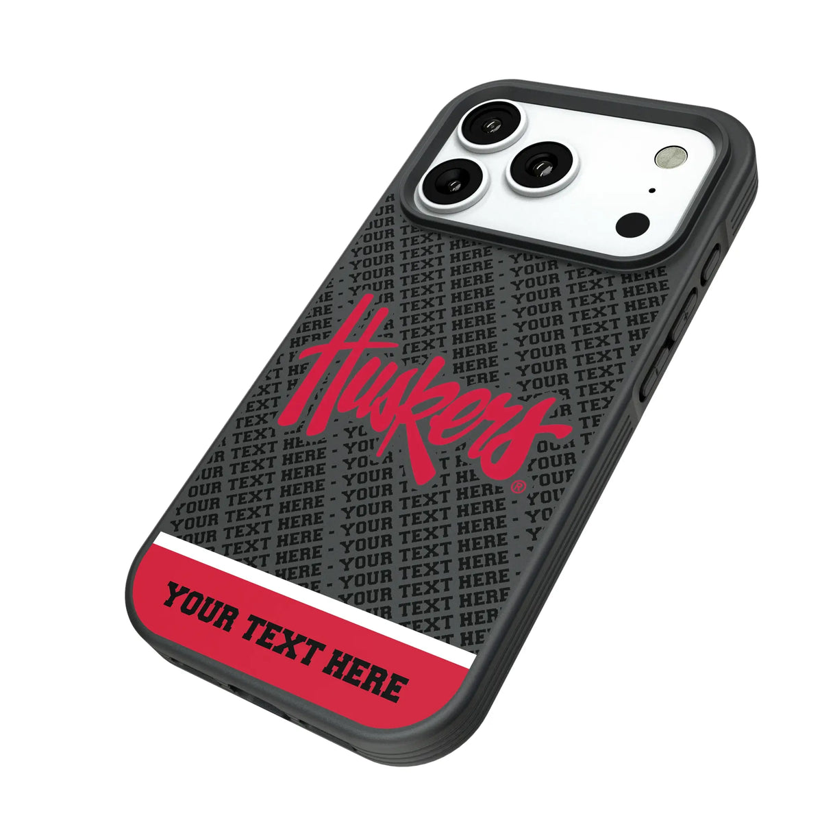 University of Nebraska Huskers Personalized EndZone Plus iPhone Bump Phone Case for Apple iPhone - Isometric View#Device_iPhone 18 Pro