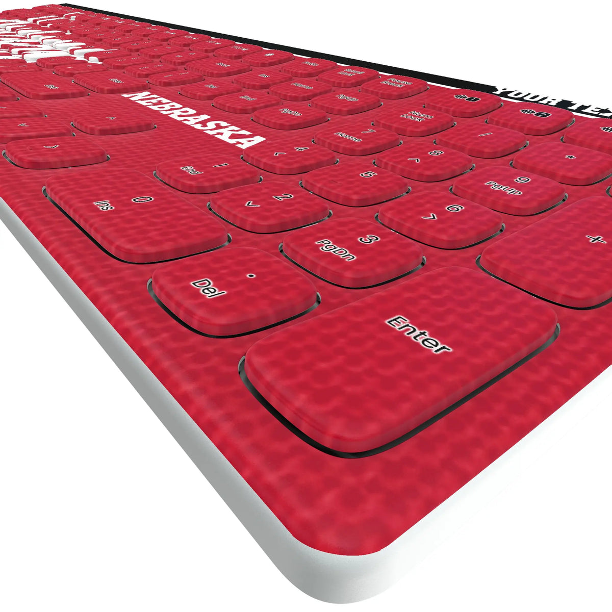 University of Nebraska Huskers Personalized Endzone Solid KKB605 Curved Wireless Keyboard - Detail