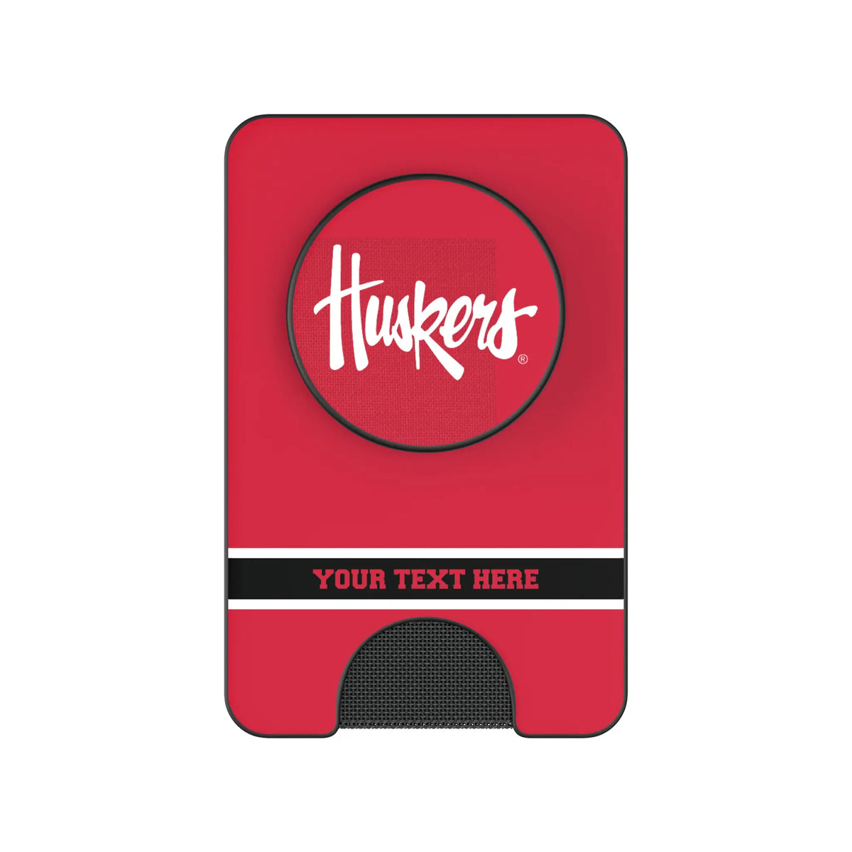 University of Nebraska Huskers Personalized Endzone Solid Popsockets Wallet Magnetic