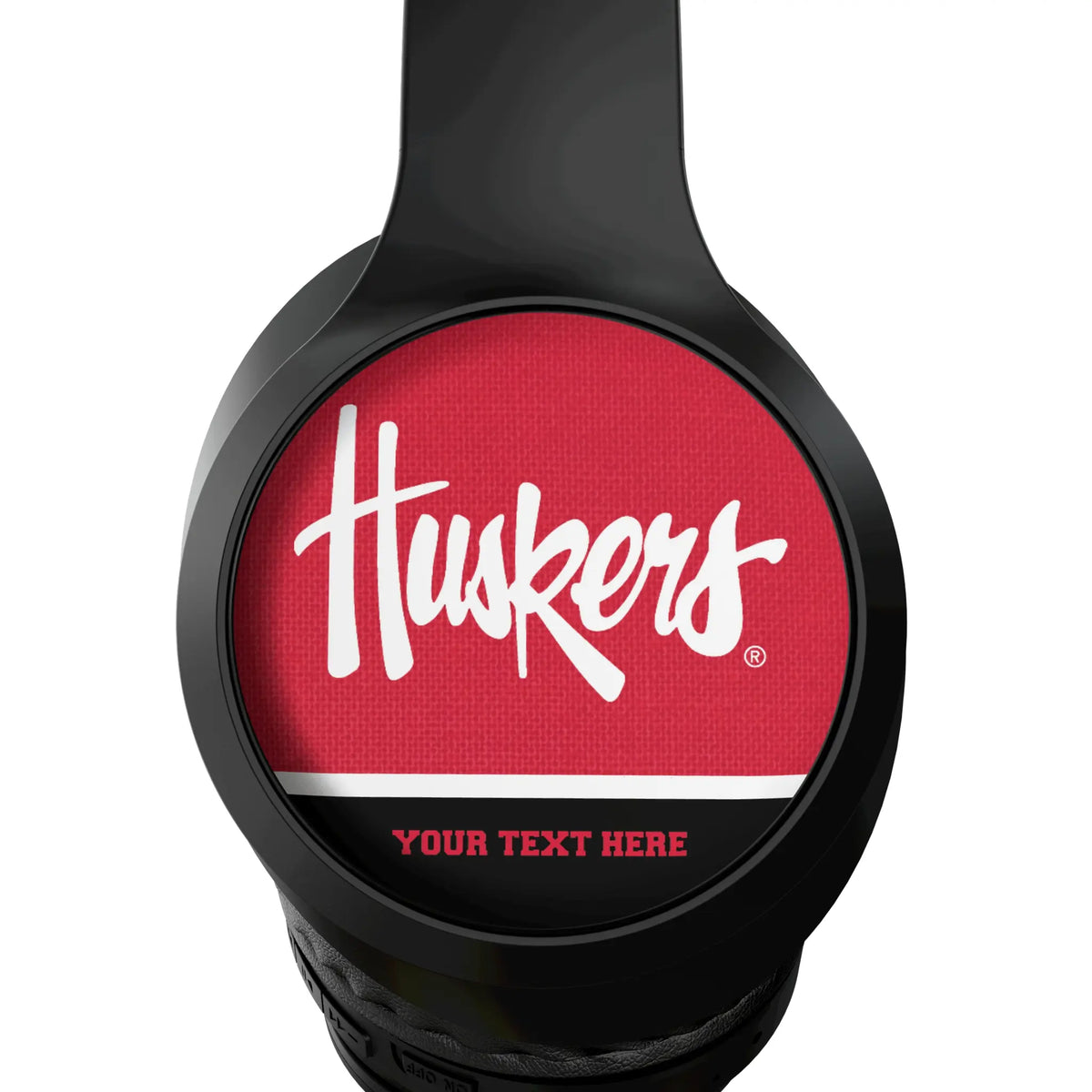 University of Nebraska Huskers Personalized Endzone Solid Wireless Over-Ear Headphones With Case - Detail
