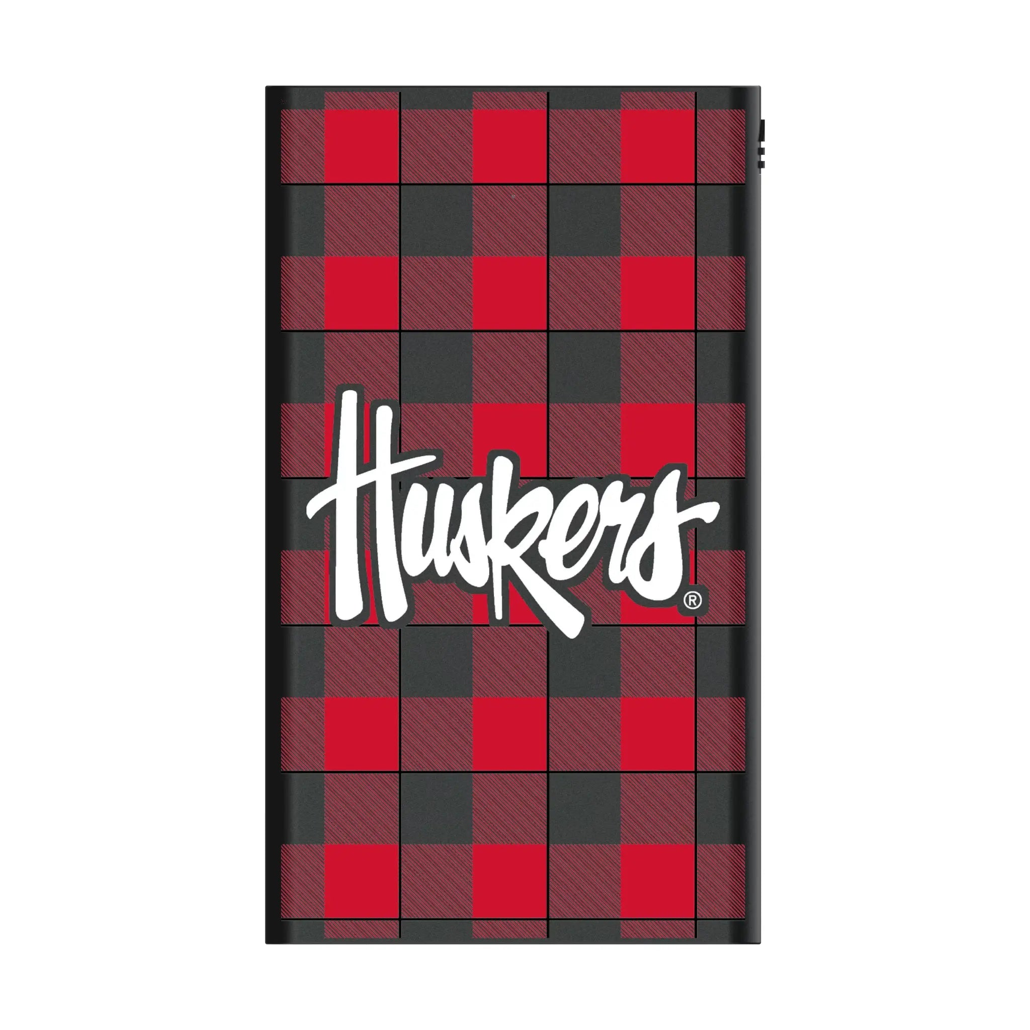 University of Nebraska Huskers Plaid 5000mAh Flat Power Bank