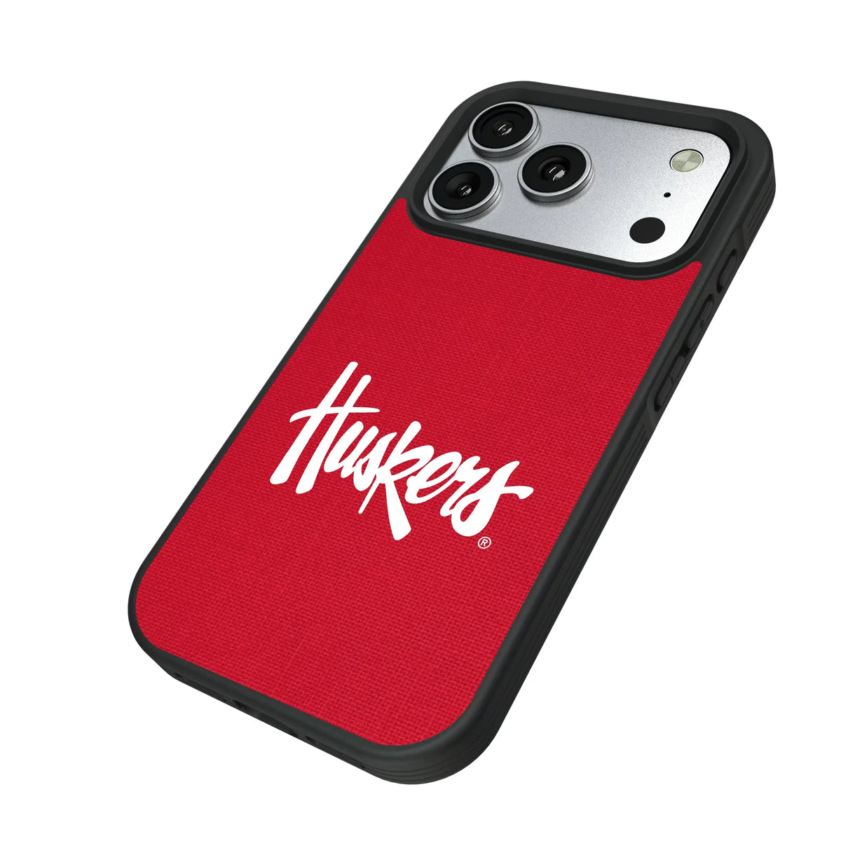 University of Nebraska Huskers Solid iPhone Bump Phone Case for Apple iPhone - Isometric View#Device_iPhone 17 Pro