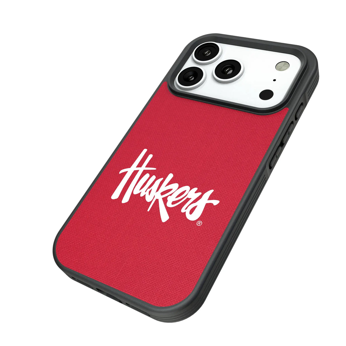 University of Nebraska Huskers Solid iPhone Bump Phone Case for Apple iPhone - Isometric View#Device_iPhone 18 Pro