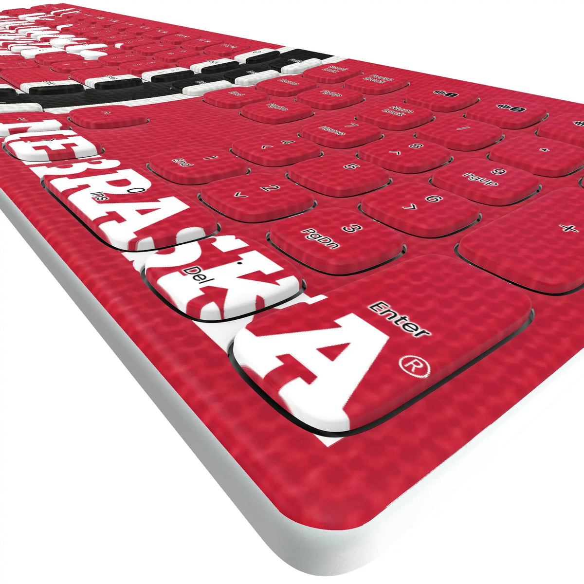 University of Nebraska Huskers Stripe KKB605 Curved Wireless Keyboard - Detail