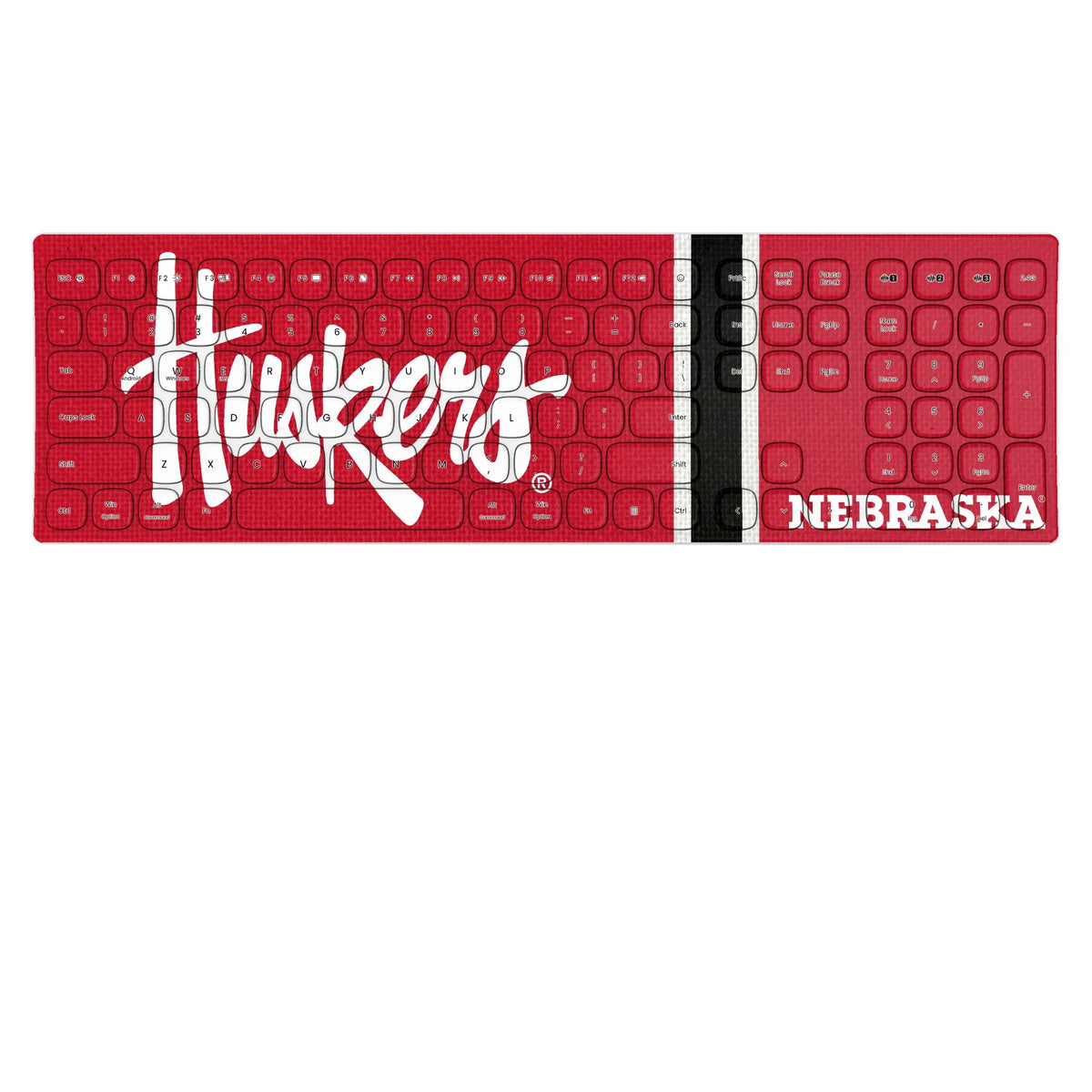 University of Nebraska Huskers Stripe KKB605 Curved Wireless Keyboard