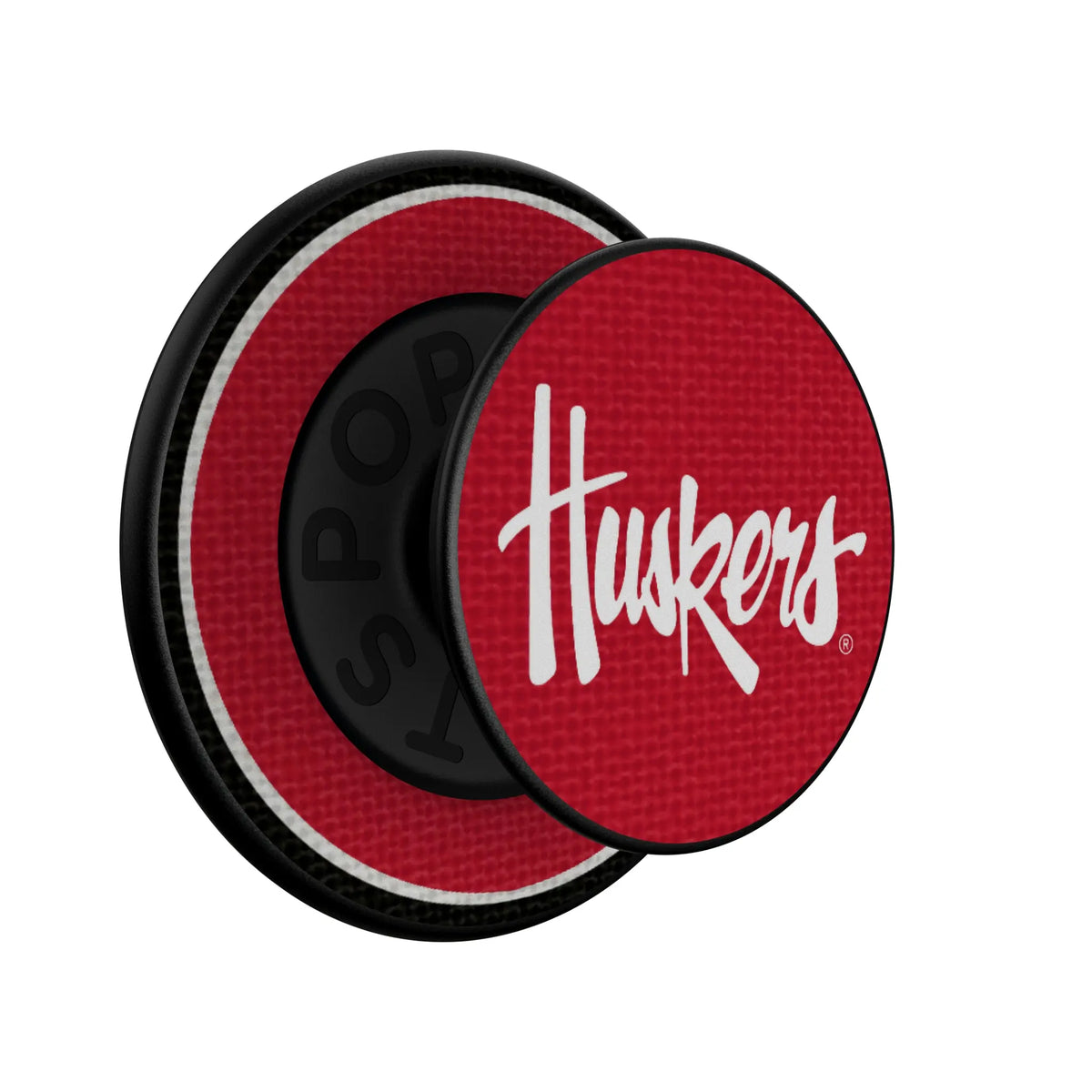 University of Nebraska Huskers Stripe Popsockets Round Magnetic - Isometric View