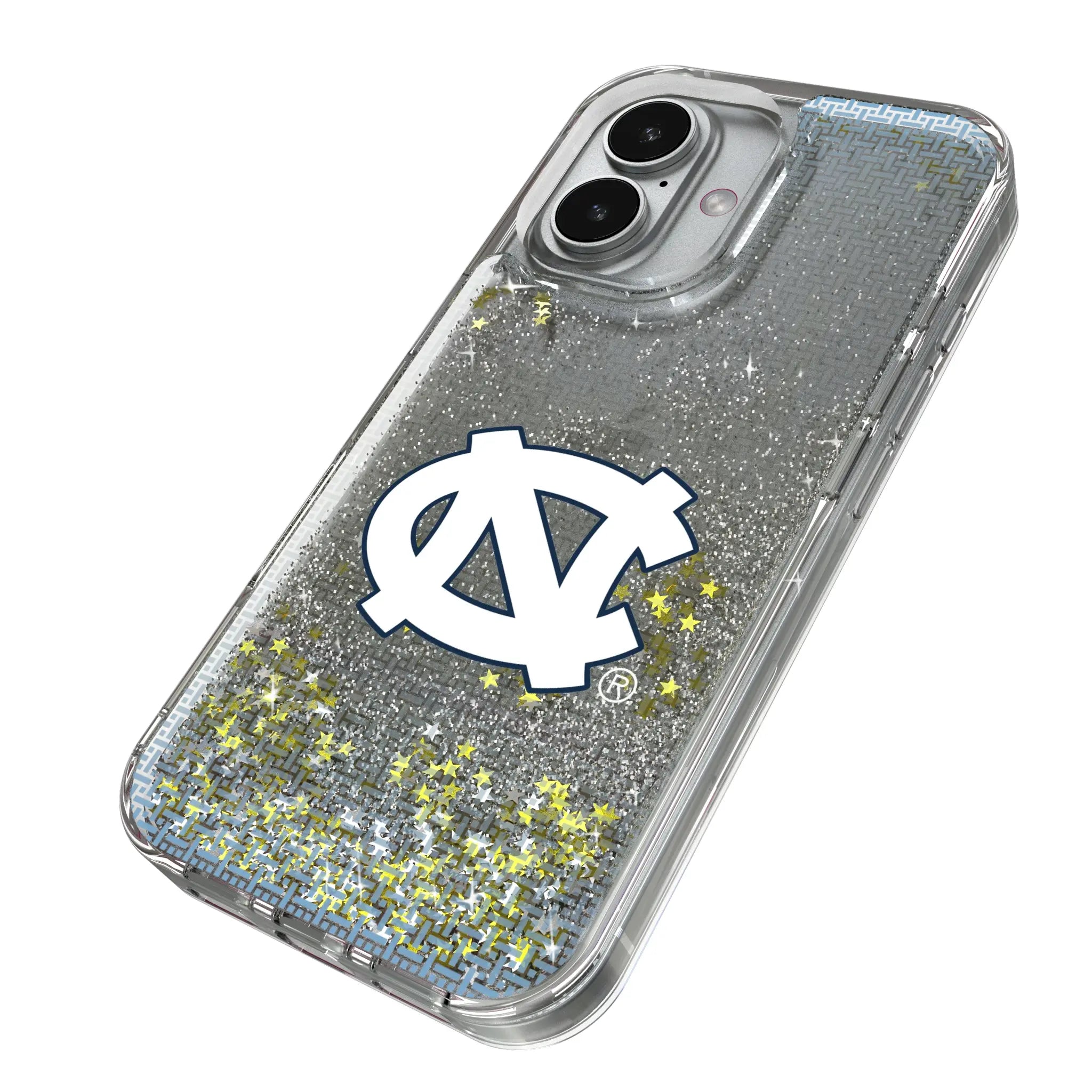 University of North Carolina Tar Heels Linen iPhone Glitter Phone Case for Apple iPhone - Isometric View