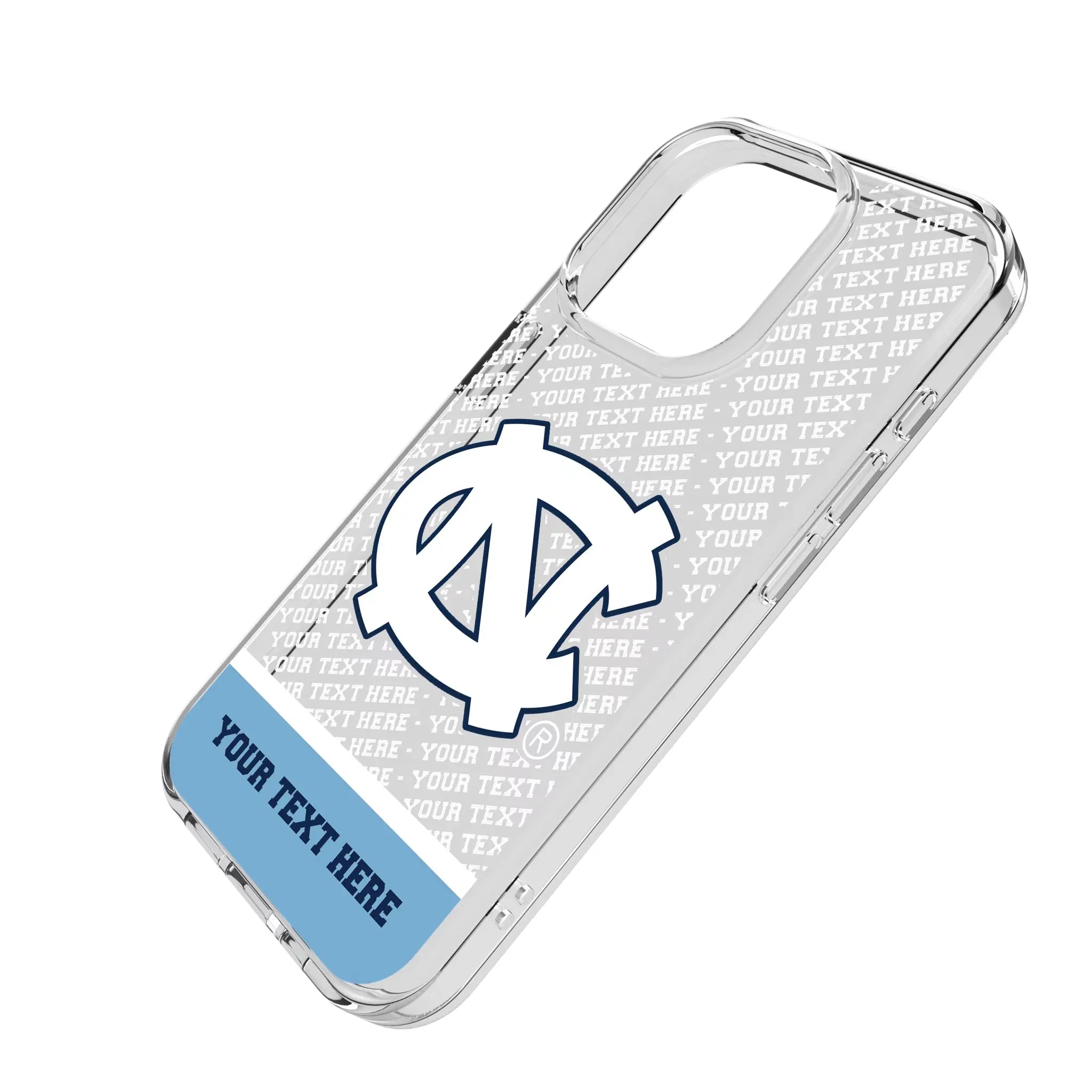 University of North Carolina Tar Heels Personalized EndZone Plus iPhone Clear Phone Case for Apple iPhone - Isometric View