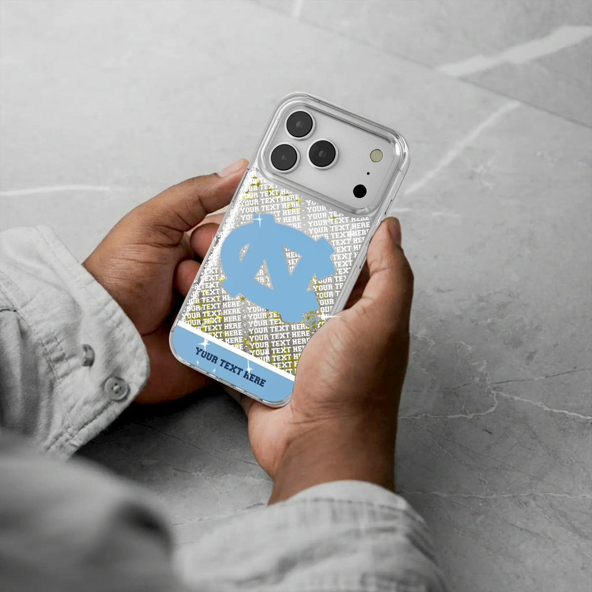University of North Carolina Tar Heels Personalized EndZone Plus iPhone Glitter Phone Case for Apple iPhone - Lifestyle#Device_iPhone 18 Pro