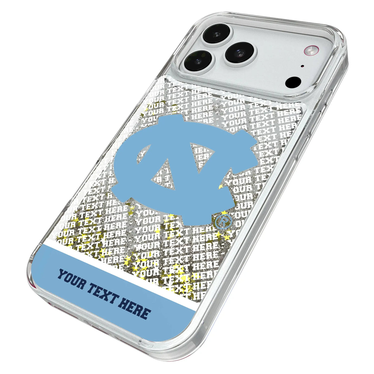 University of North Carolina Tar Heels Personalized EndZone Plus iPhone Glitter Phone Case for Apple iPhone - Isometric View#Device_iPhone 18 Pro Max