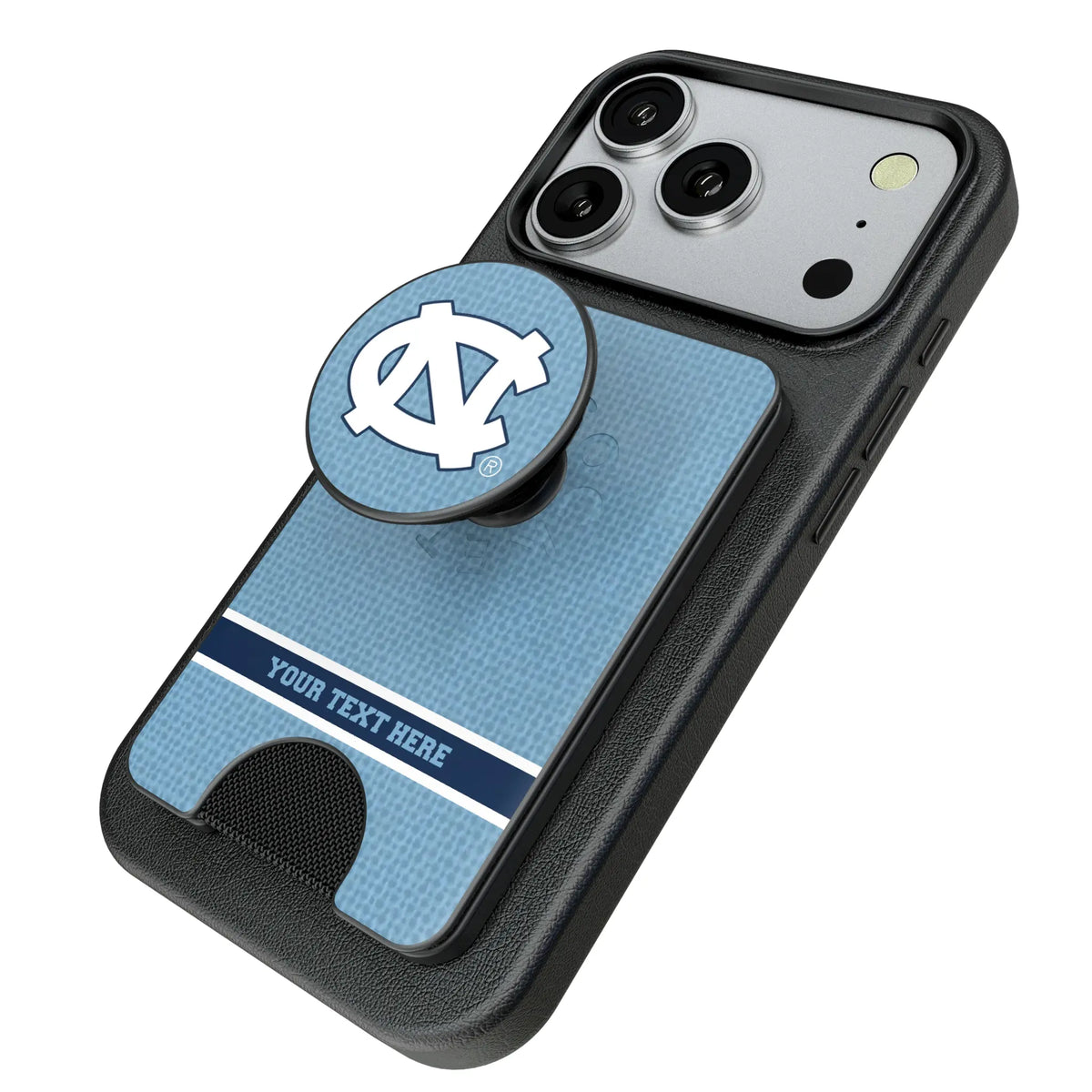 University of North Carolina Tar Heels Personalized Endzone Solid Popsockets Wallet Magnetic - Isometric View