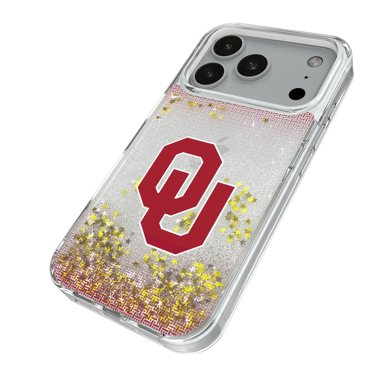 University of Oklahoma Sooners Linen iPhone Glitter Phone Case for Apple iPhone - Isometric View#Device_iPhone 18 Pro