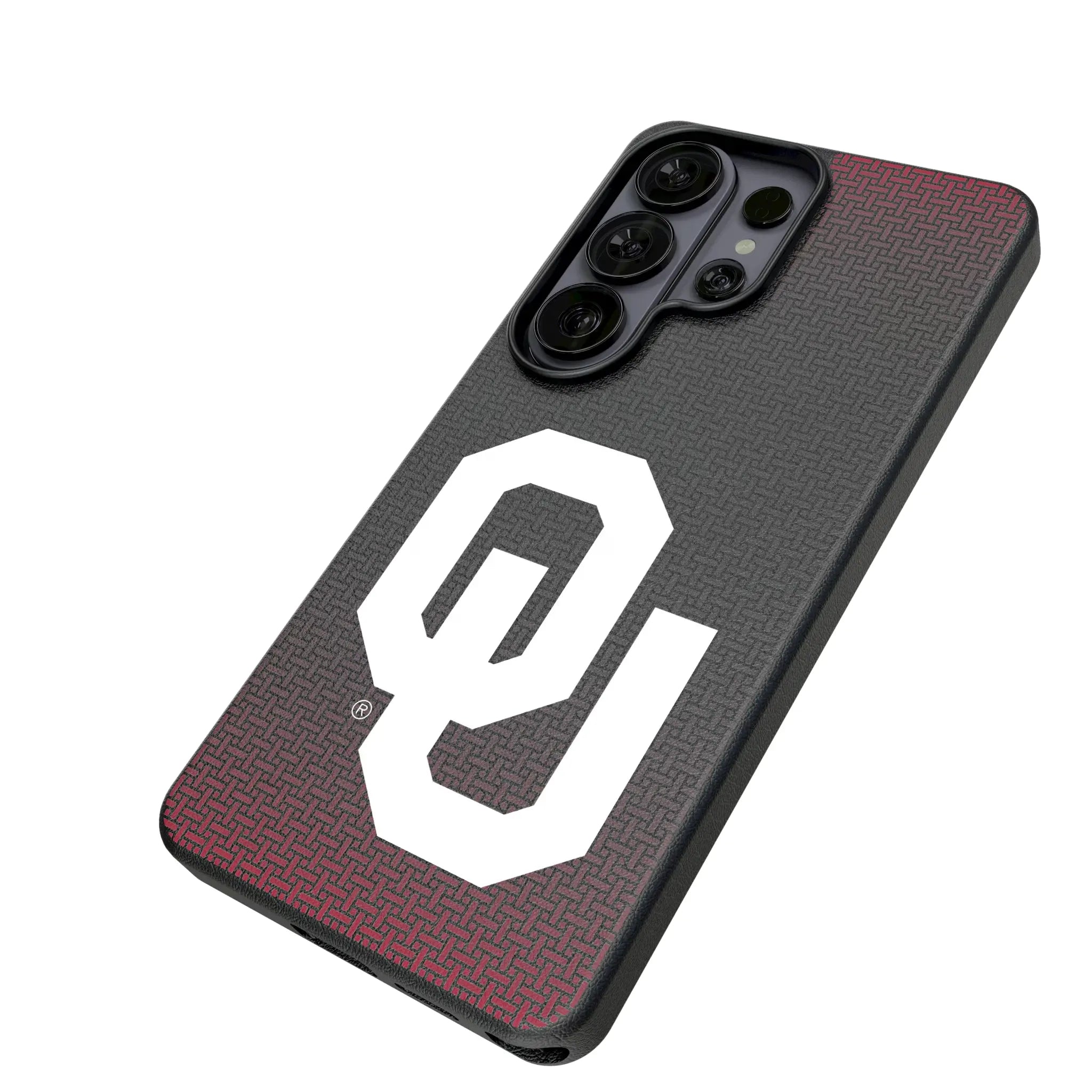 University of Oklahoma Sooners Linen Galaxy MagSafe Compatible Phone Case for Samsung Galaxy - Isometric View#Device_Galaxy S26 Ultra