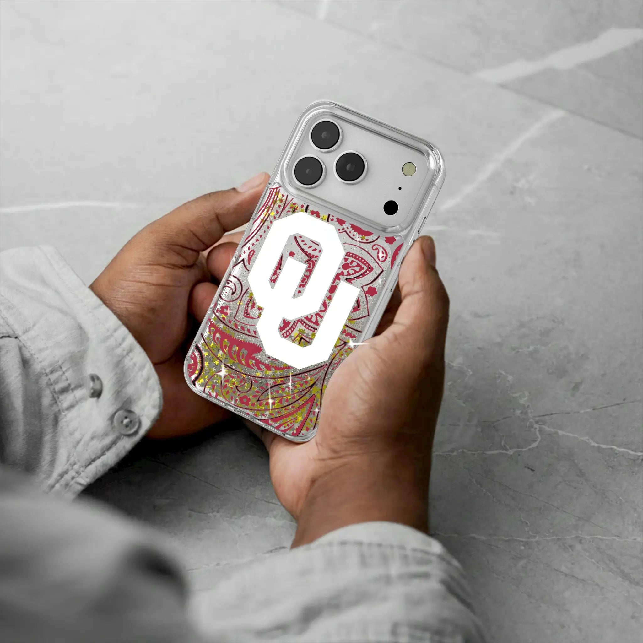 University of Oklahoma Sooners Paisley iPhone Glitter Phone Case for Apple iPhone - Lifestyle