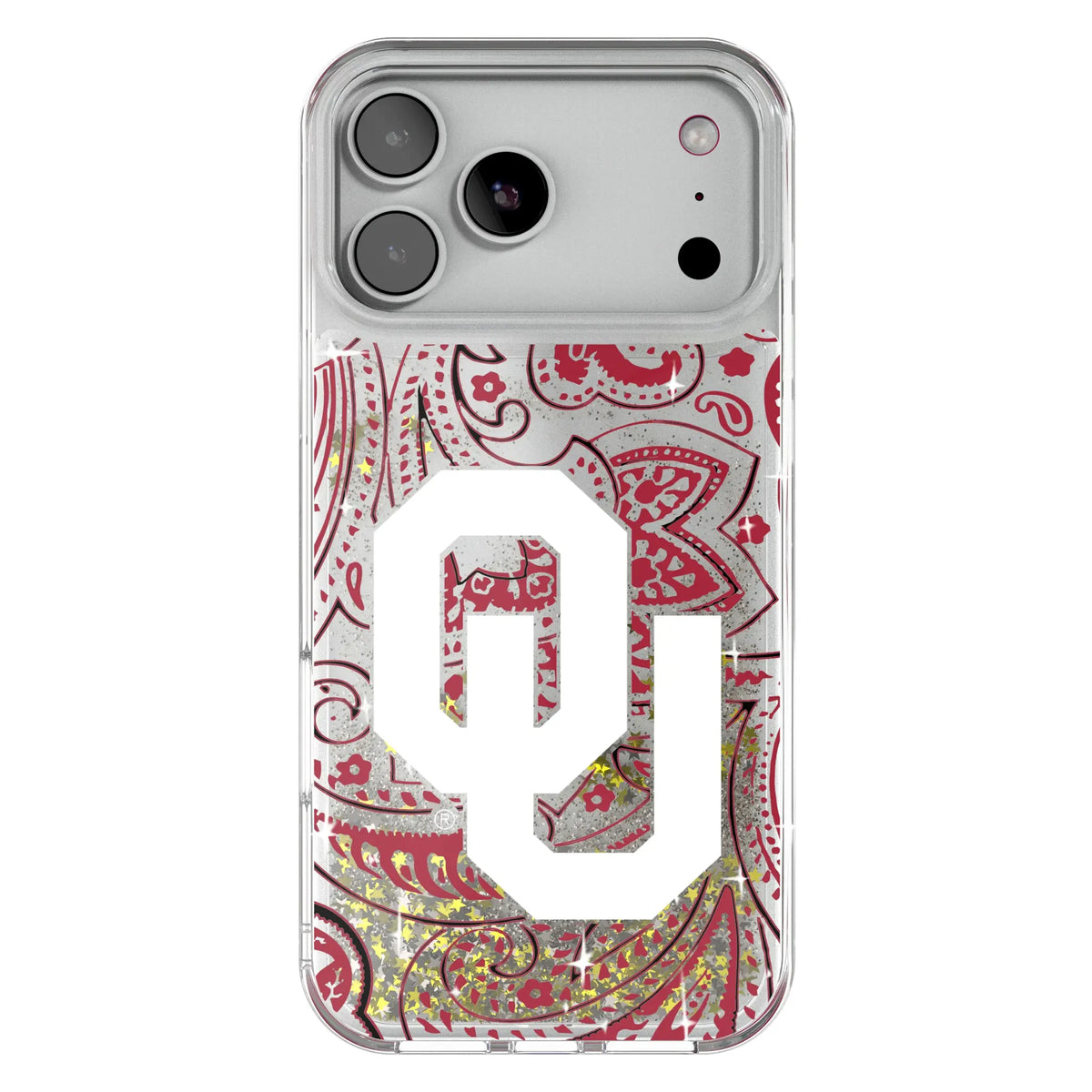 University of Oklahoma Sooners Paisley Glitter Phone Case for Apple iPhone