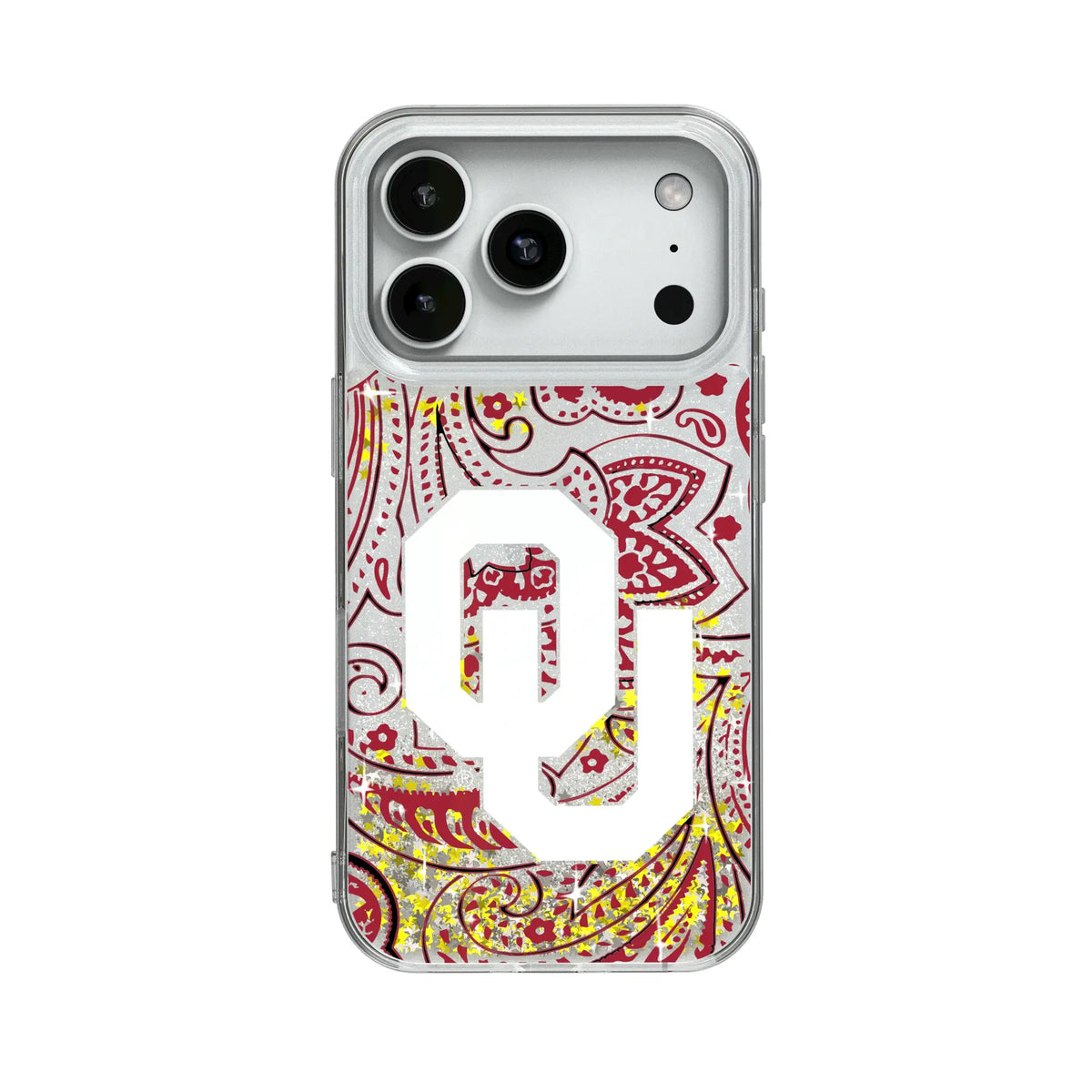 University of Oklahoma Sooners Paisley Glitter Phone Case for Apple iPhone