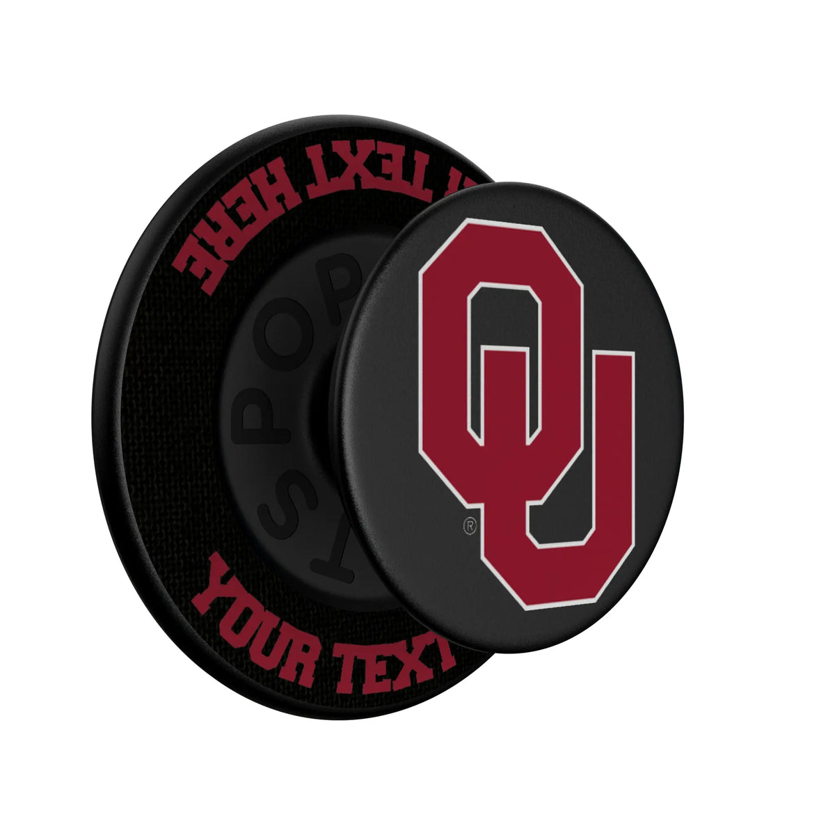 University of Oklahoma Sooners Personalized Endzone Solid Popsockets Round Magnetic - Isometric View