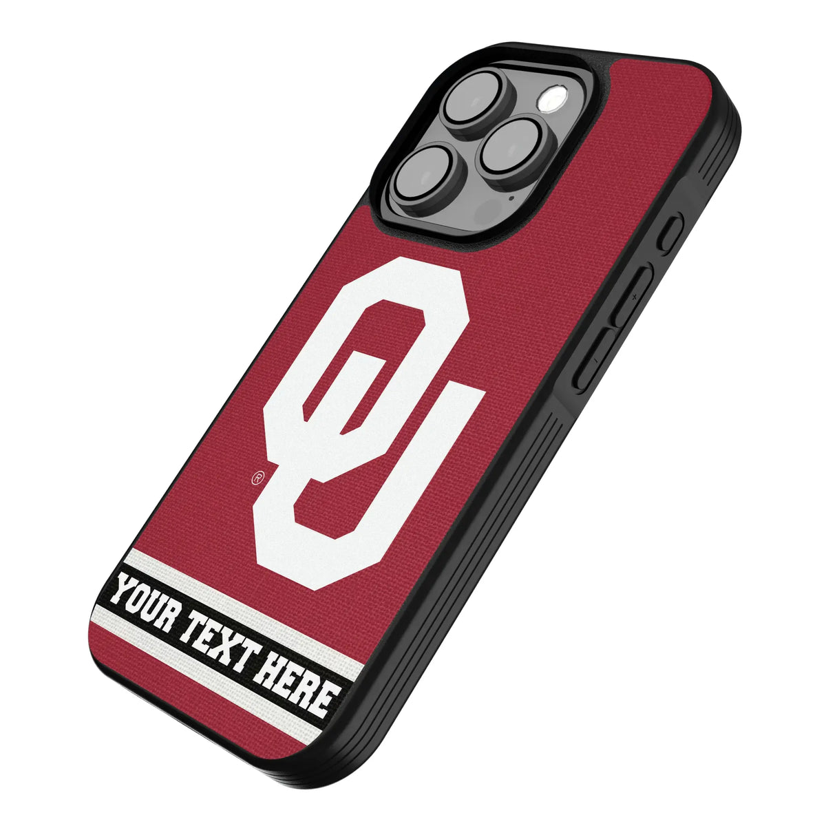 University of Oklahoma Sooners Personalized Stripe iPhone Bump Phone Case for Apple iPhone - Isometric View